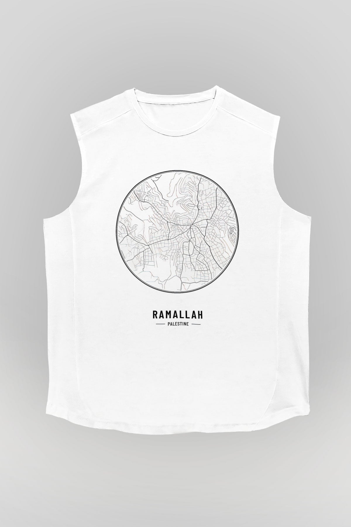 Filistin Baskılı Beyaz Unisex Kolsuz Tişört - Tshirt