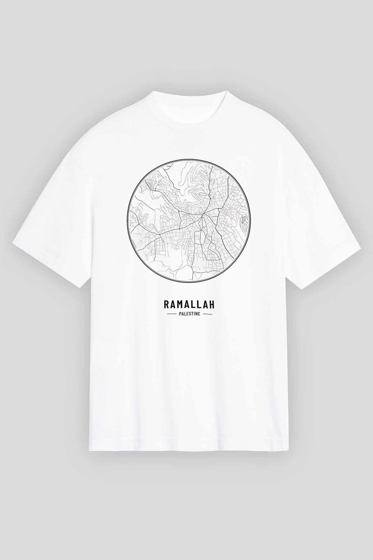 Filistin Baskılı Beyaz Unisex Oversize Tişört - Tshirt