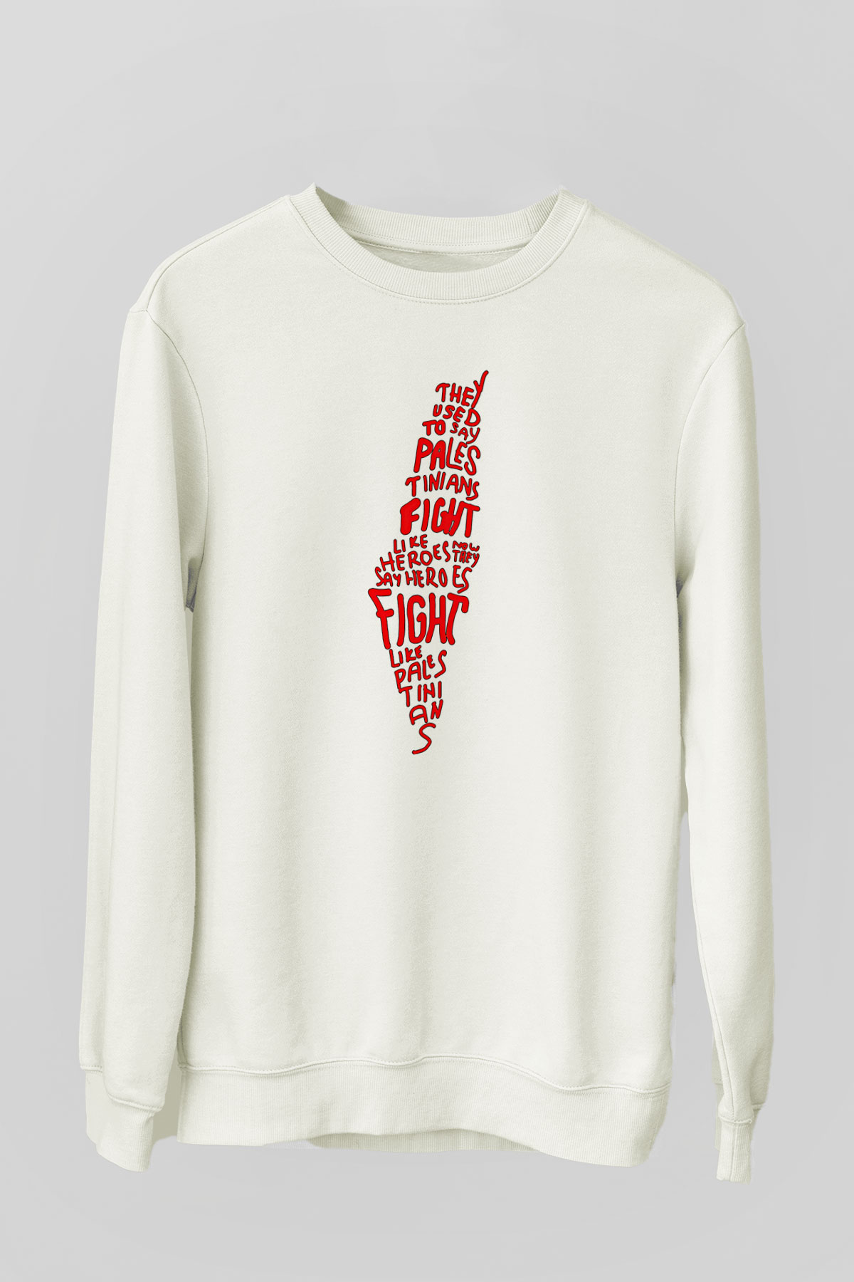 Filistin Baskılı Beyaz Unisex Sweatshirt