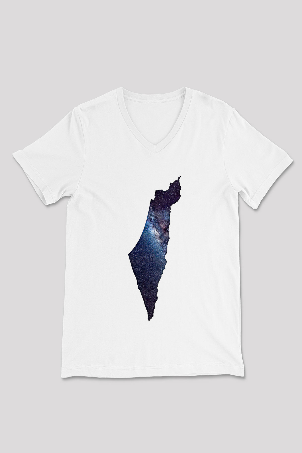 Filistin Baskılı Beyaz Unisex V Yaka Tişört - Tshirt