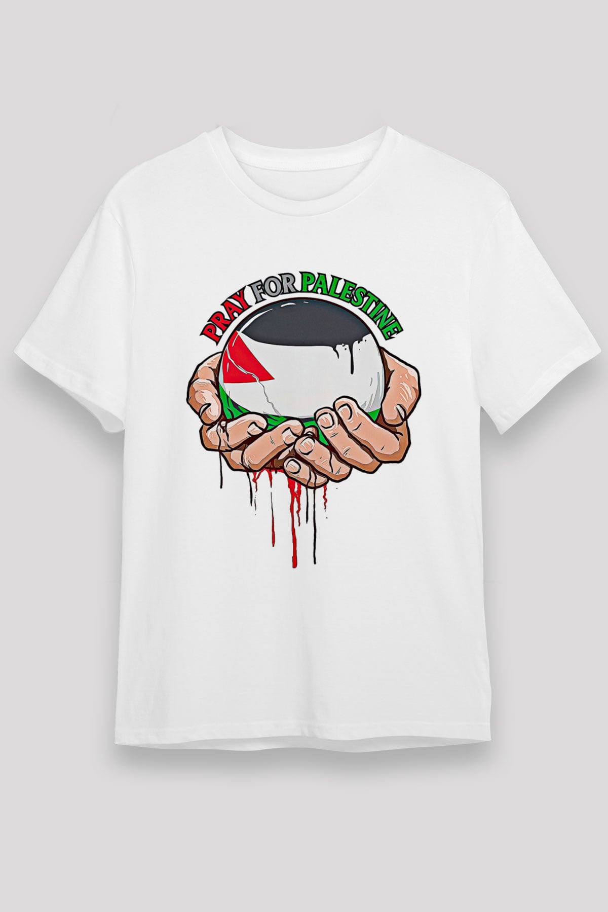 Filistin Baskılı Unisex Beyaz Tişört - Tshirt