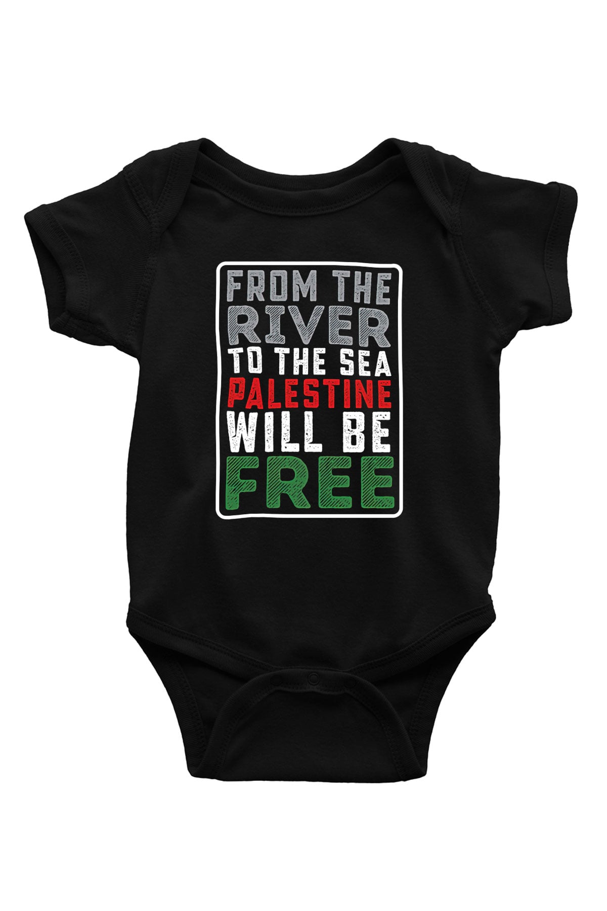 Filistin Baskılı Unisex Siyah Bebek Body - Zıbın