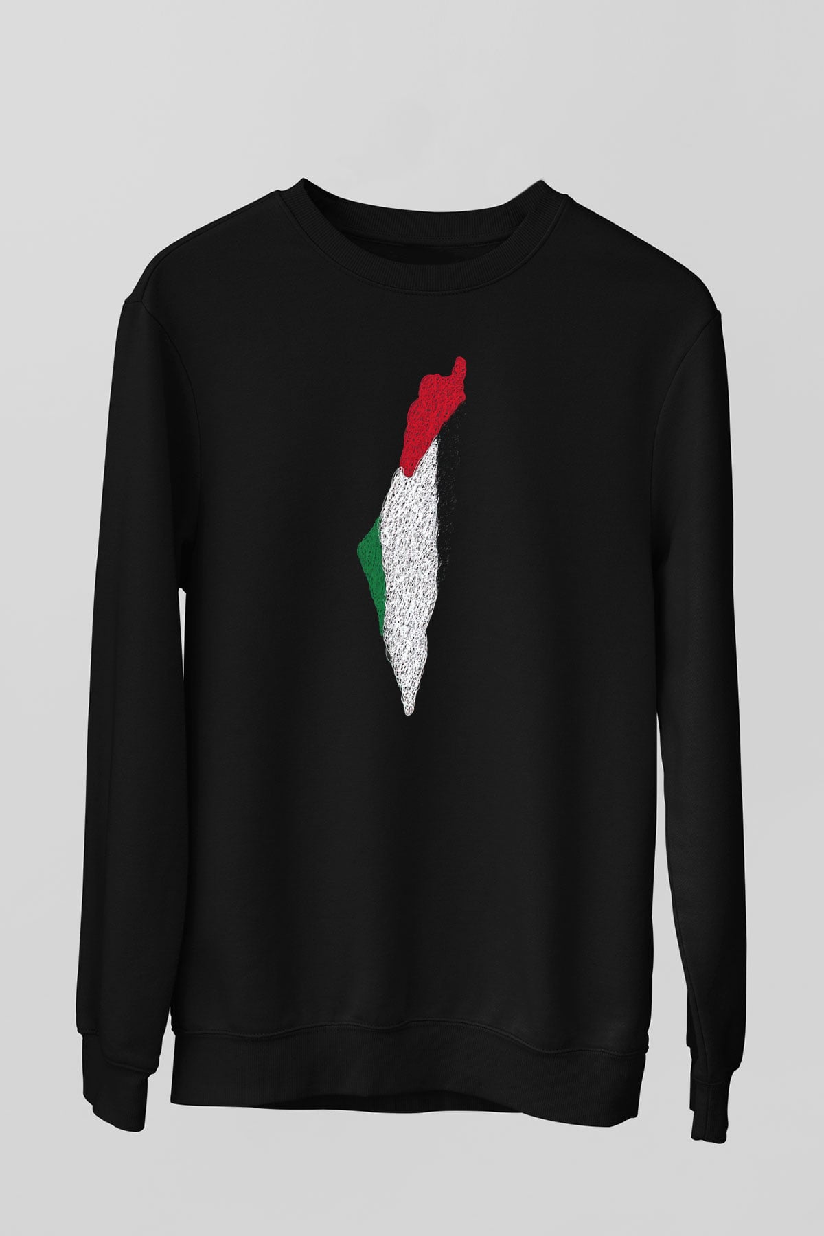 Filistin Baskılı Unisex Siyah Sweatshirt