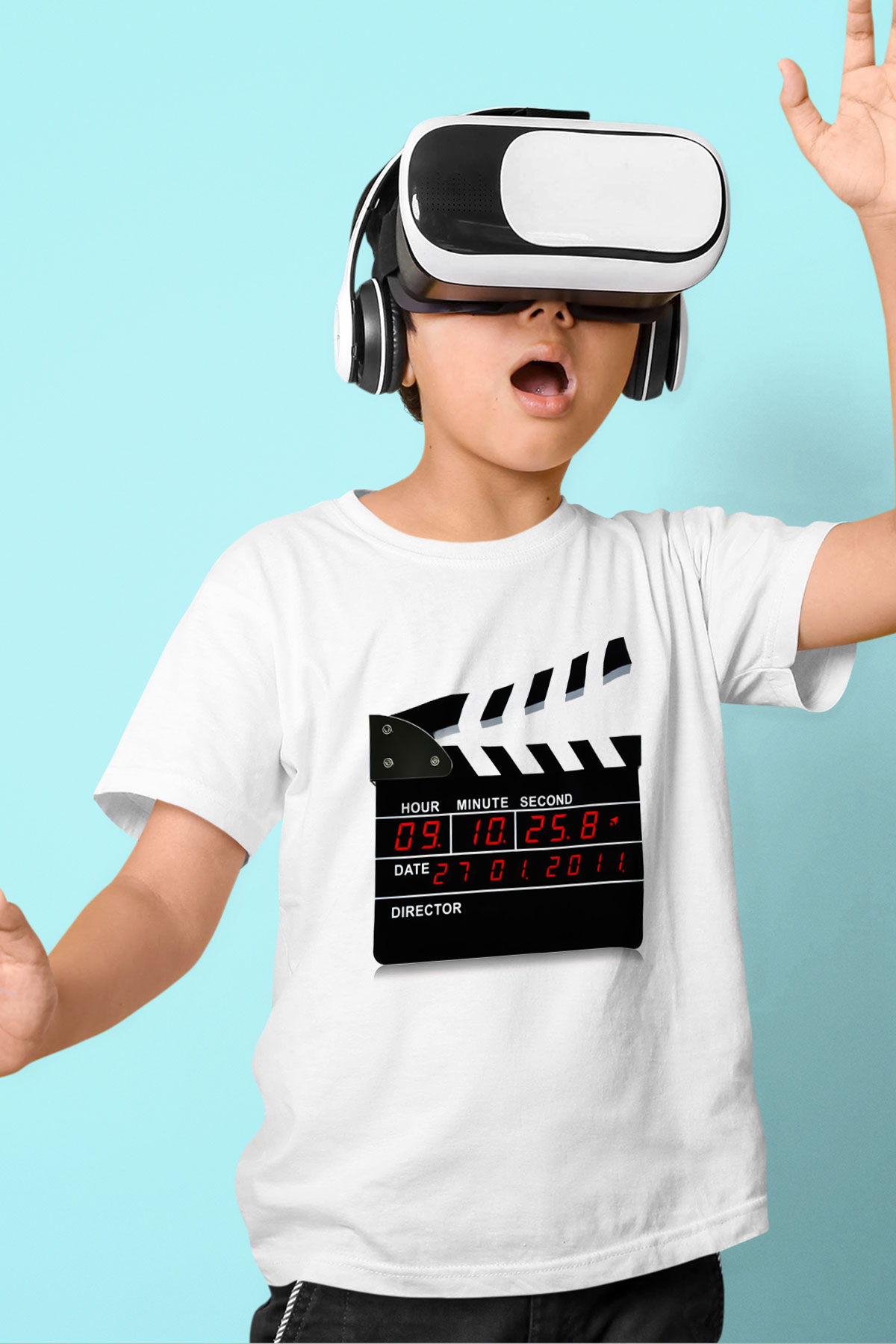 Film yönetmeni Baskılı Beyaz Unisex Çocuk Tişört