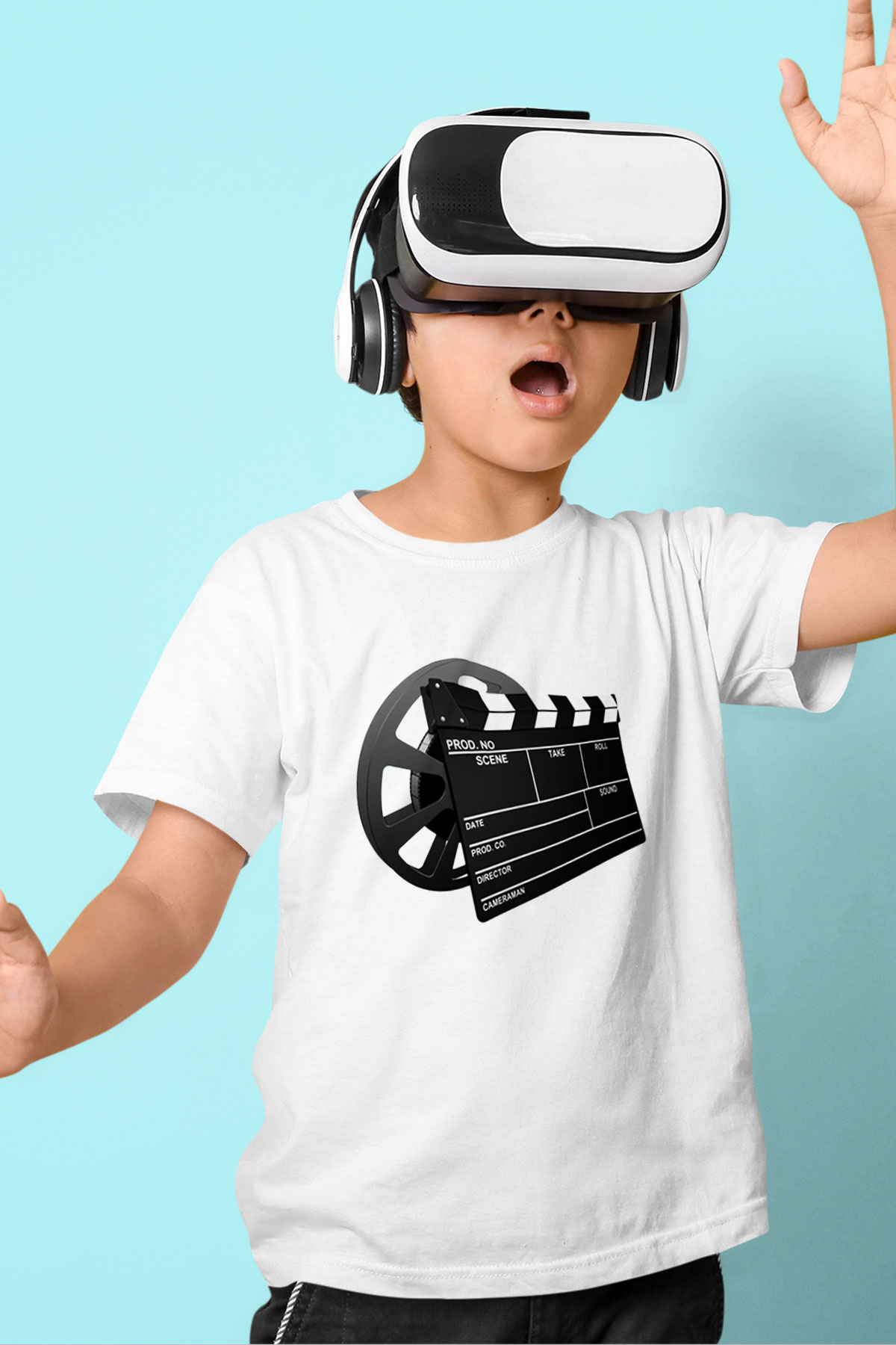 Film yönetmeni Baskılı Beyaz Unisex Çocuk Tişört