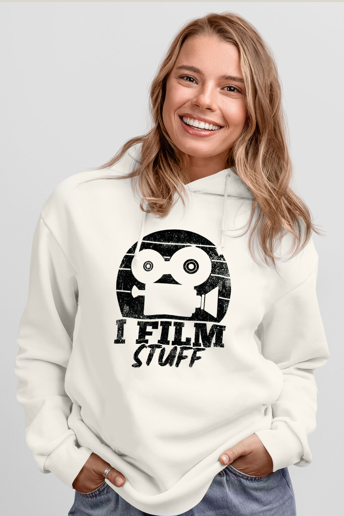 Film yönetmeni Beyaz Unisex Kapüşonlu Sweatshirt