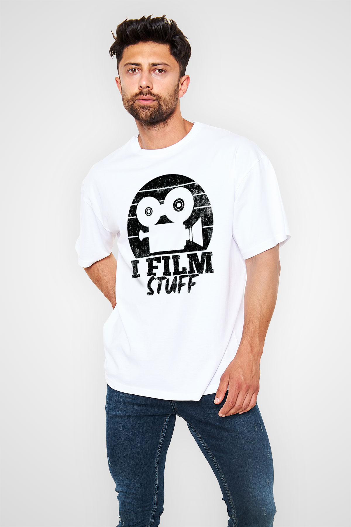 Film yönetmeni Beyaz Oversize Tişört Oversize T-shirt - TişörtFabrikası