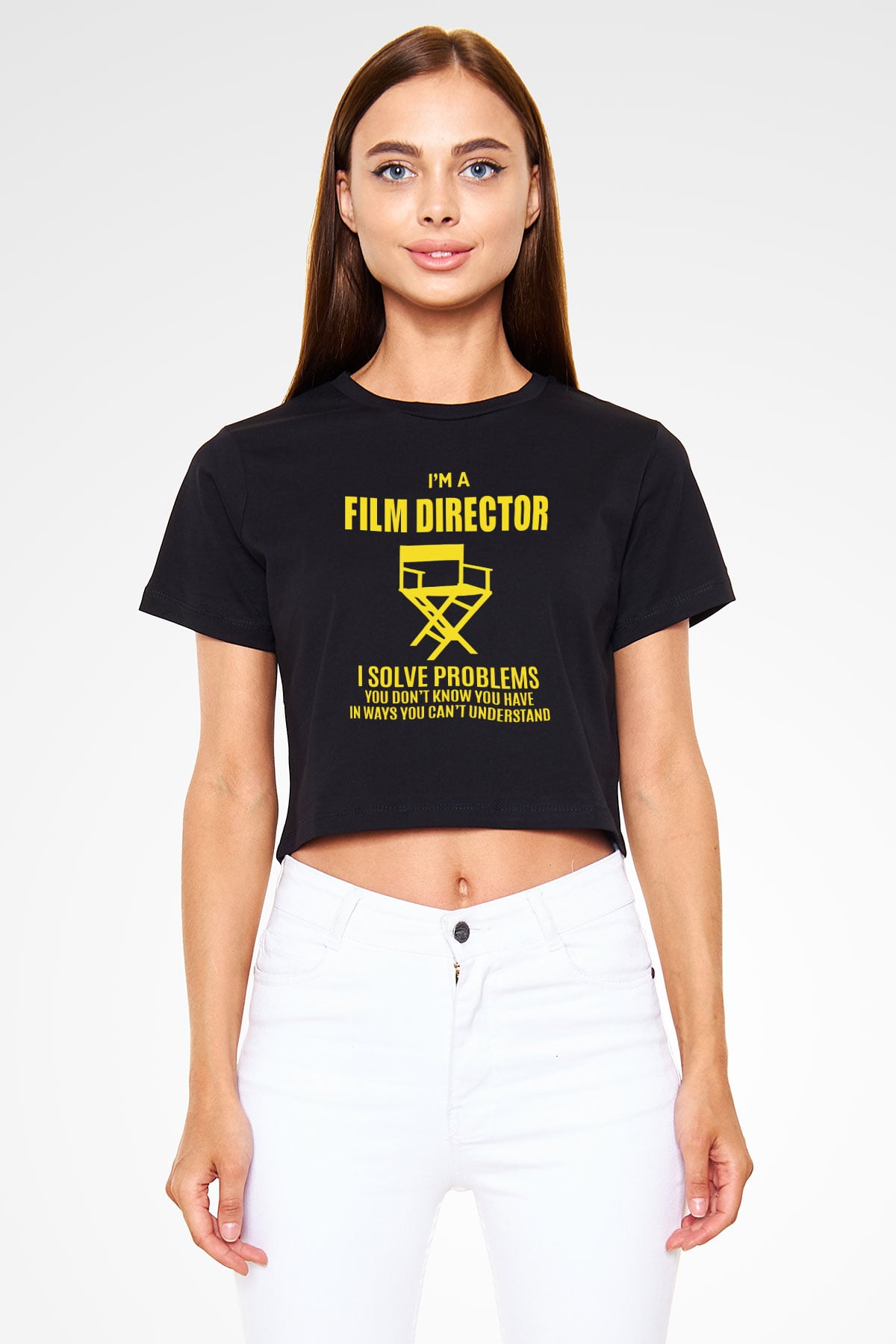 Film yönetmeni Siyah  Crop Top Tişört