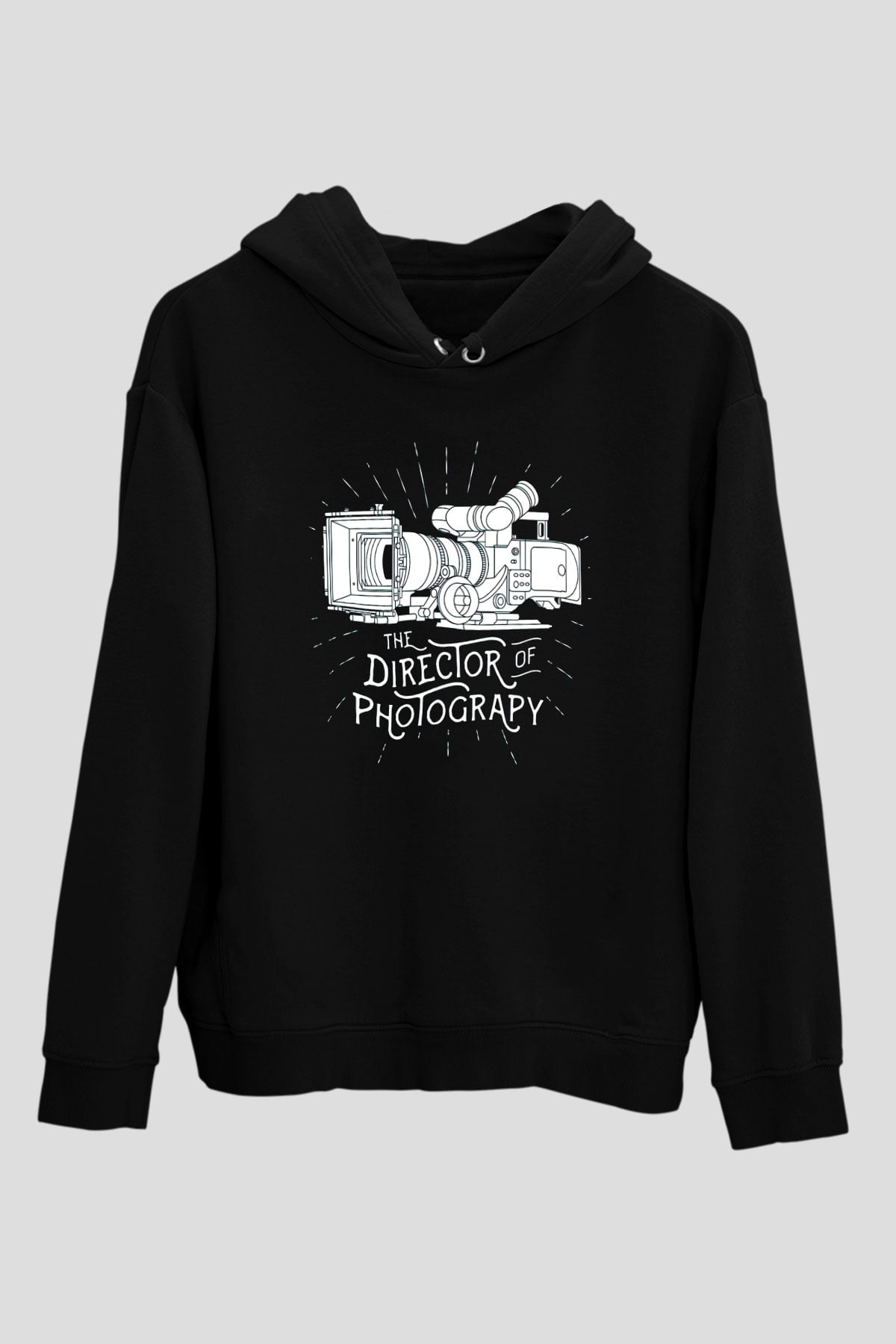 Film yönetmeni Siyah Unisex Kapüşonlu Sweatshirt