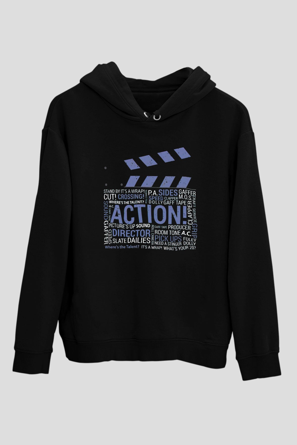 Film yönetmeni Siyah Unisex Kapüşonlu Sweatshirt