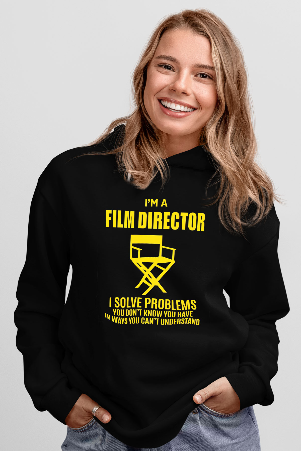 Film yönetmeni Siyah Unisex Kapüşonlu Sweatshirt
