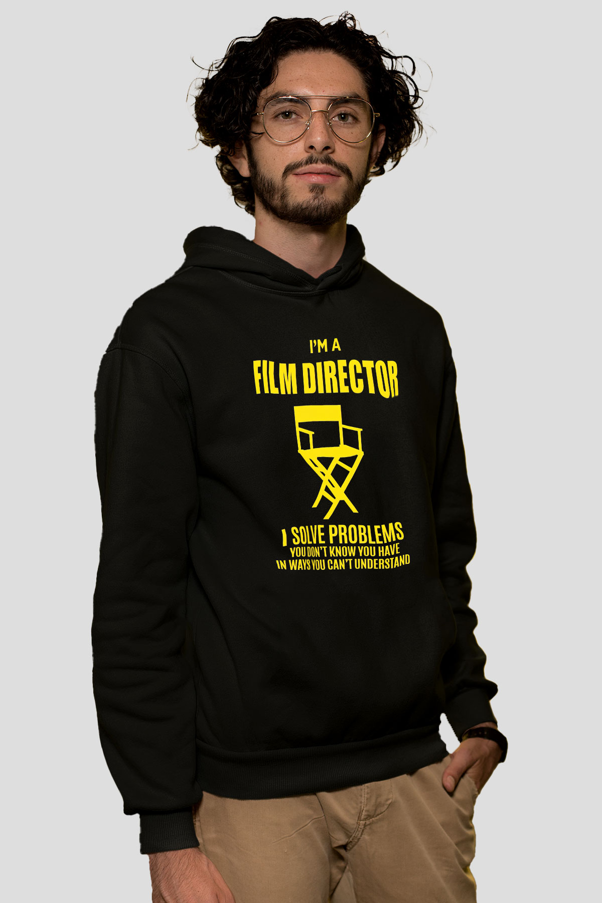 Film yönetmeni Siyah Unisex Kapüşonlu Sweatshirt