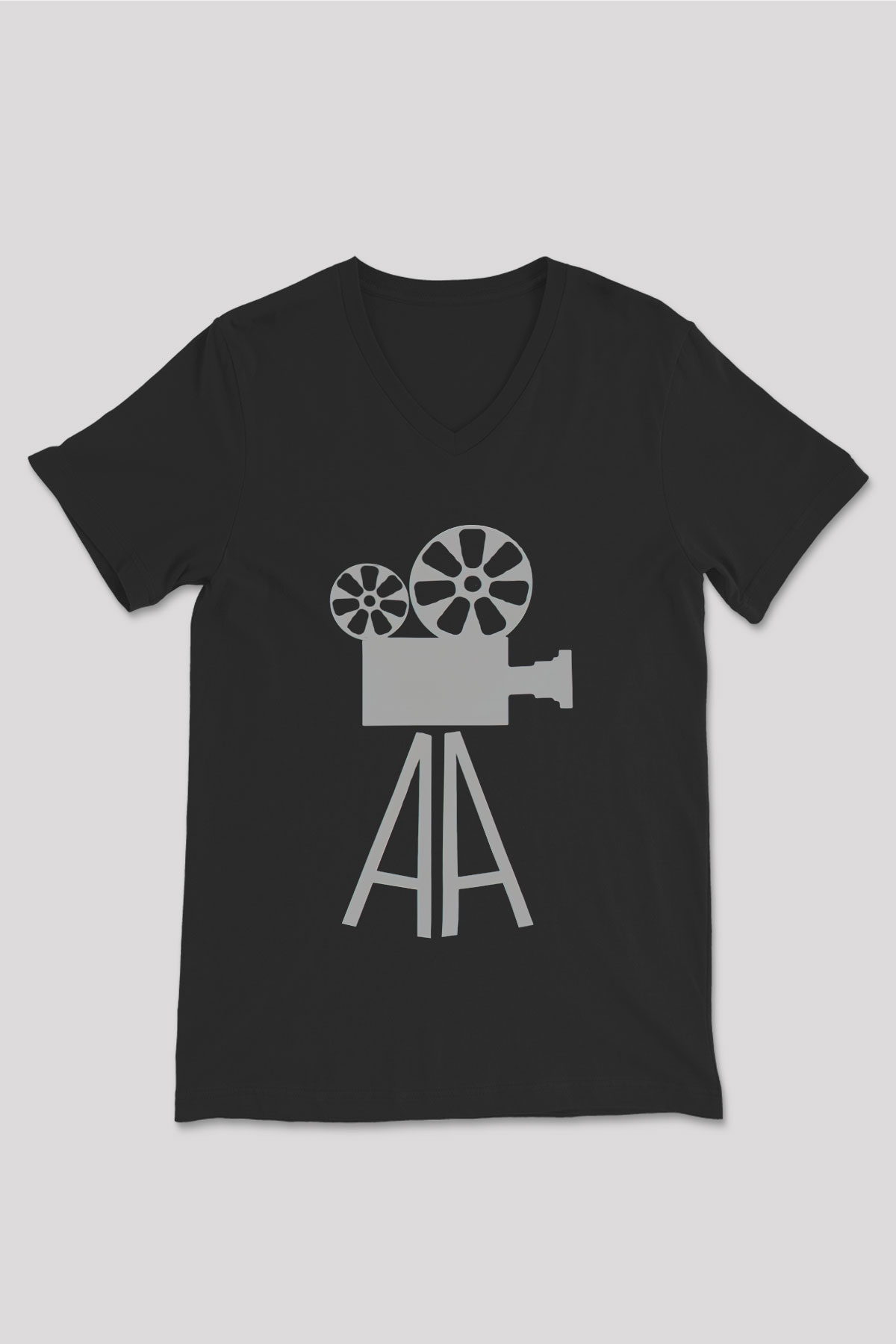 Film yönetmeni Siyah Unisex V Yaka Tişört T-Shirt