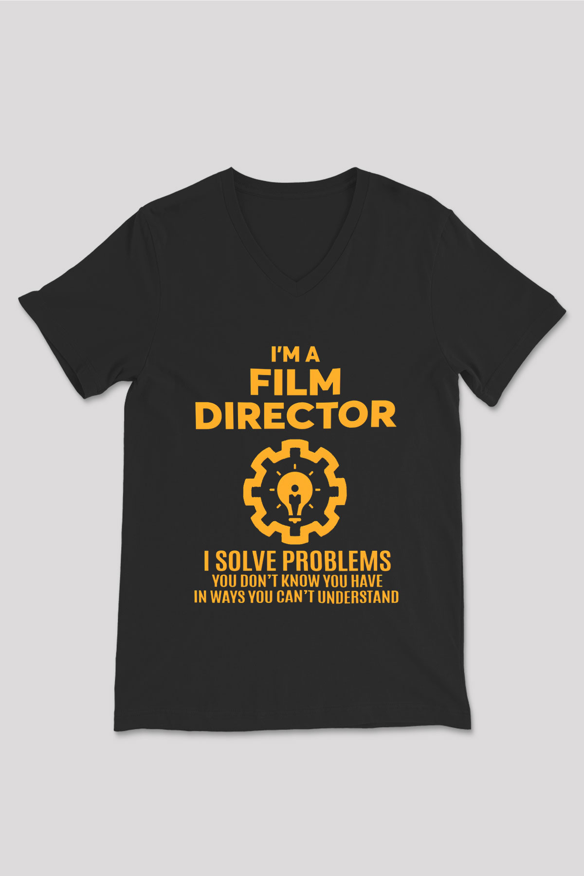 Film yönetmeni Siyah Unisex V Yaka Tişört