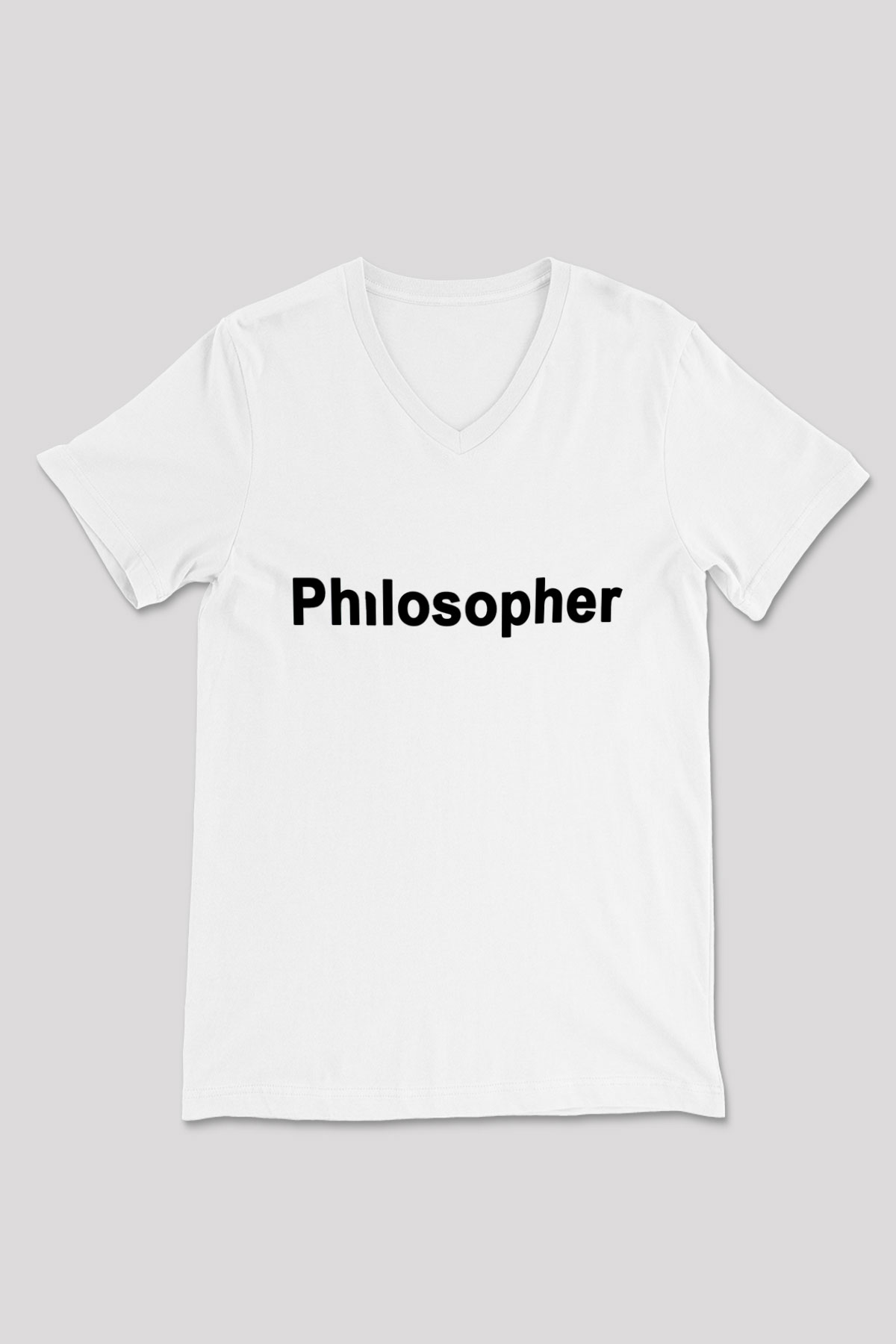 Filozof Beyaz Unisex V Yaka Tişört T-Shirt