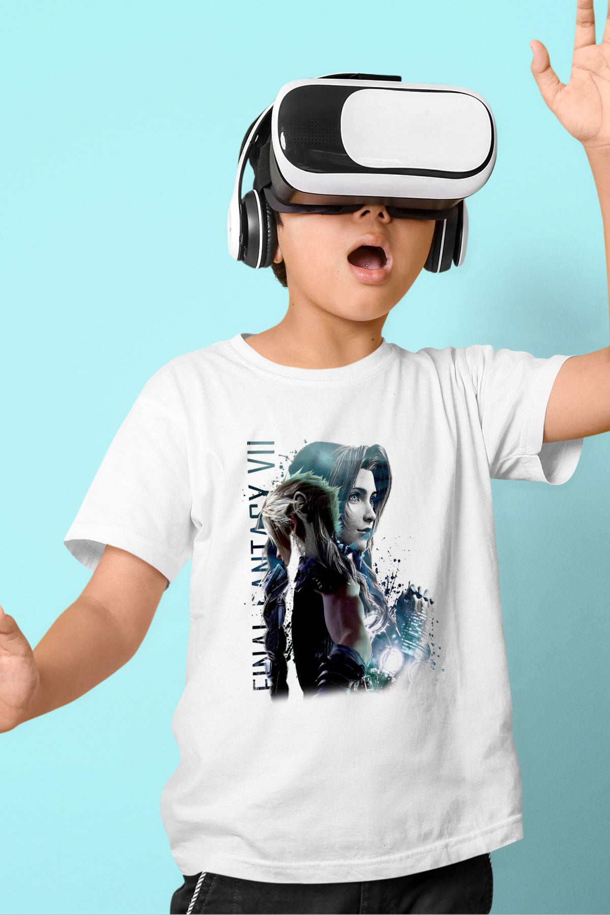 Final Fantasy Beyaz Unisex Çocuk Tişört