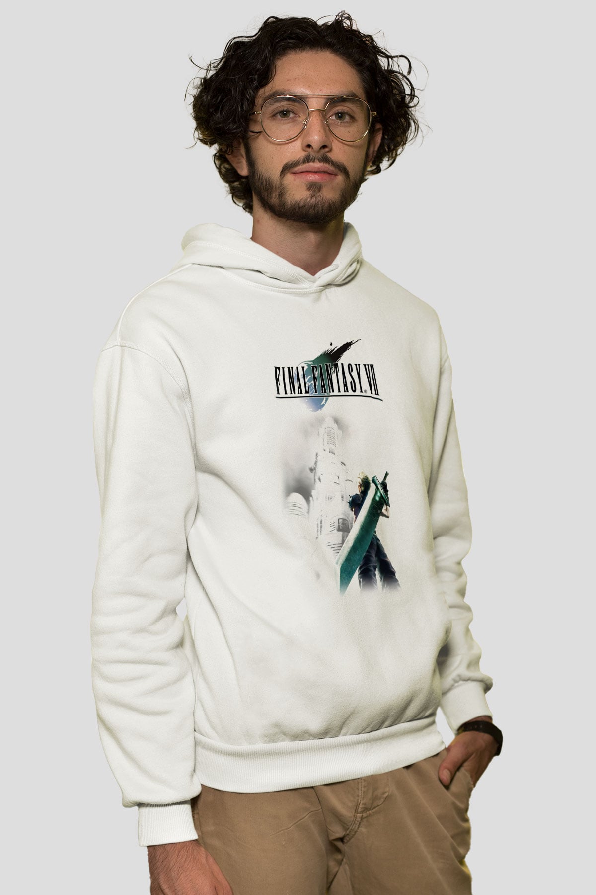 Final Fantasy Beyaz Unisex Hoodie