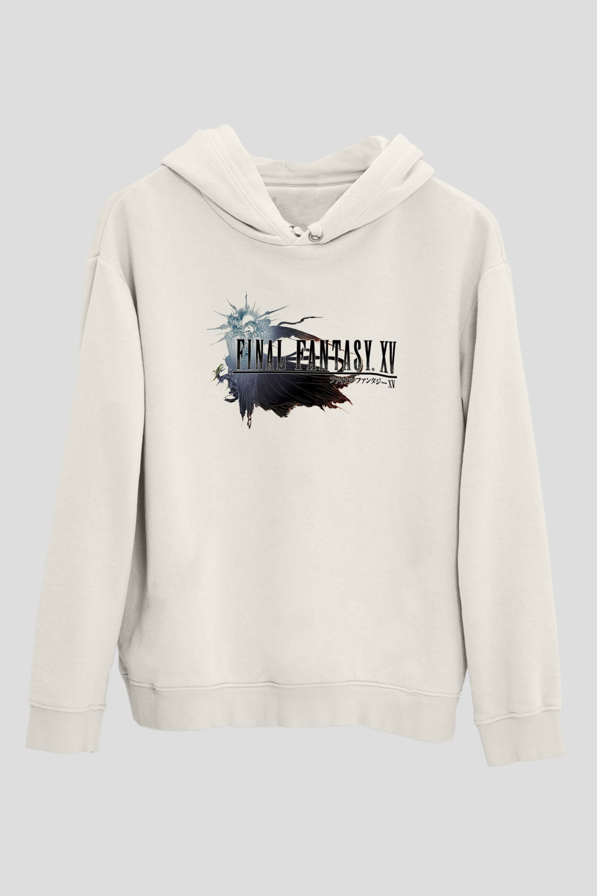 Final Fantasy Beyaz Unisex Kapşonlu Sweatshirt