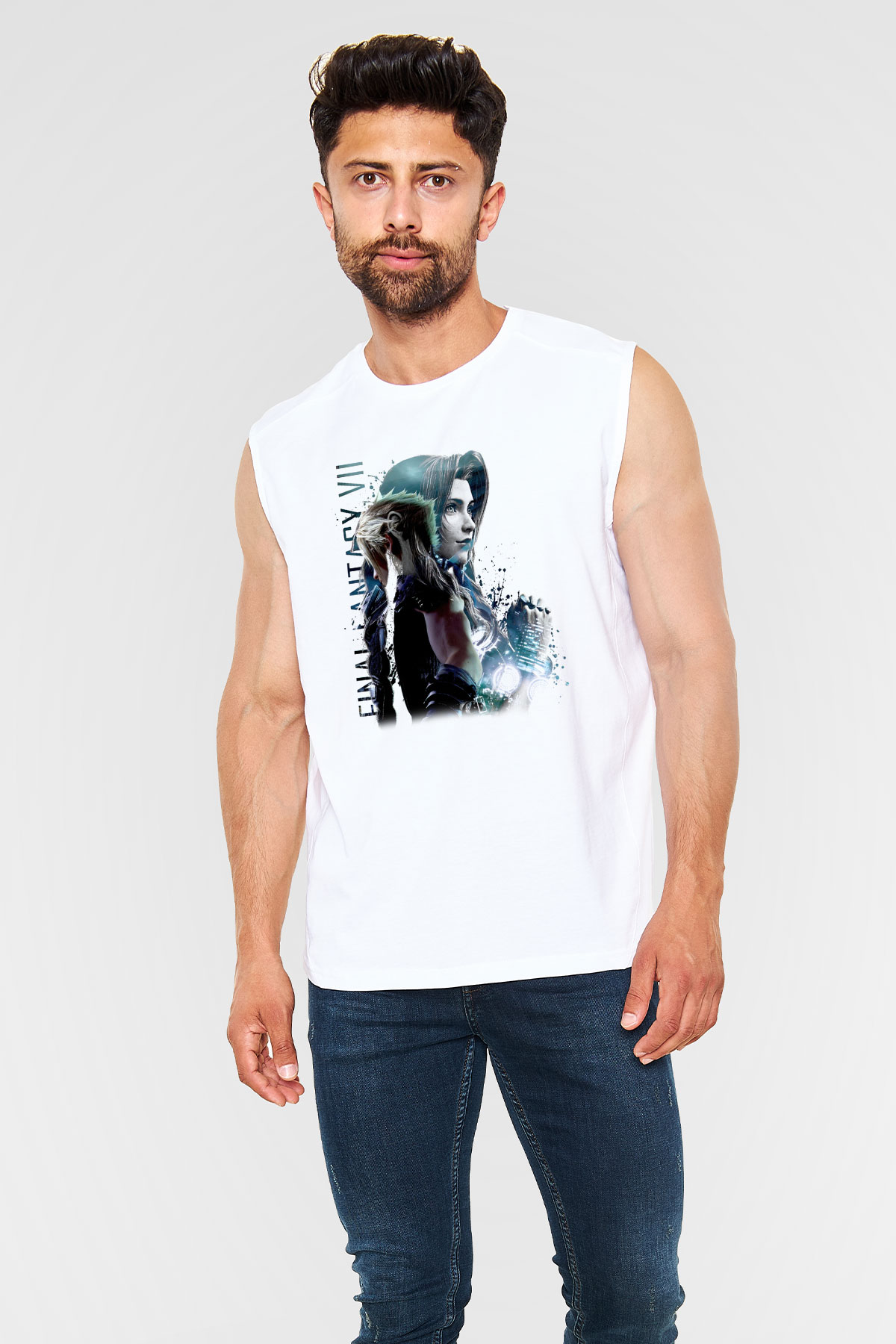 Final Fantasy Beyaz Unisex Kolsuz Tişört