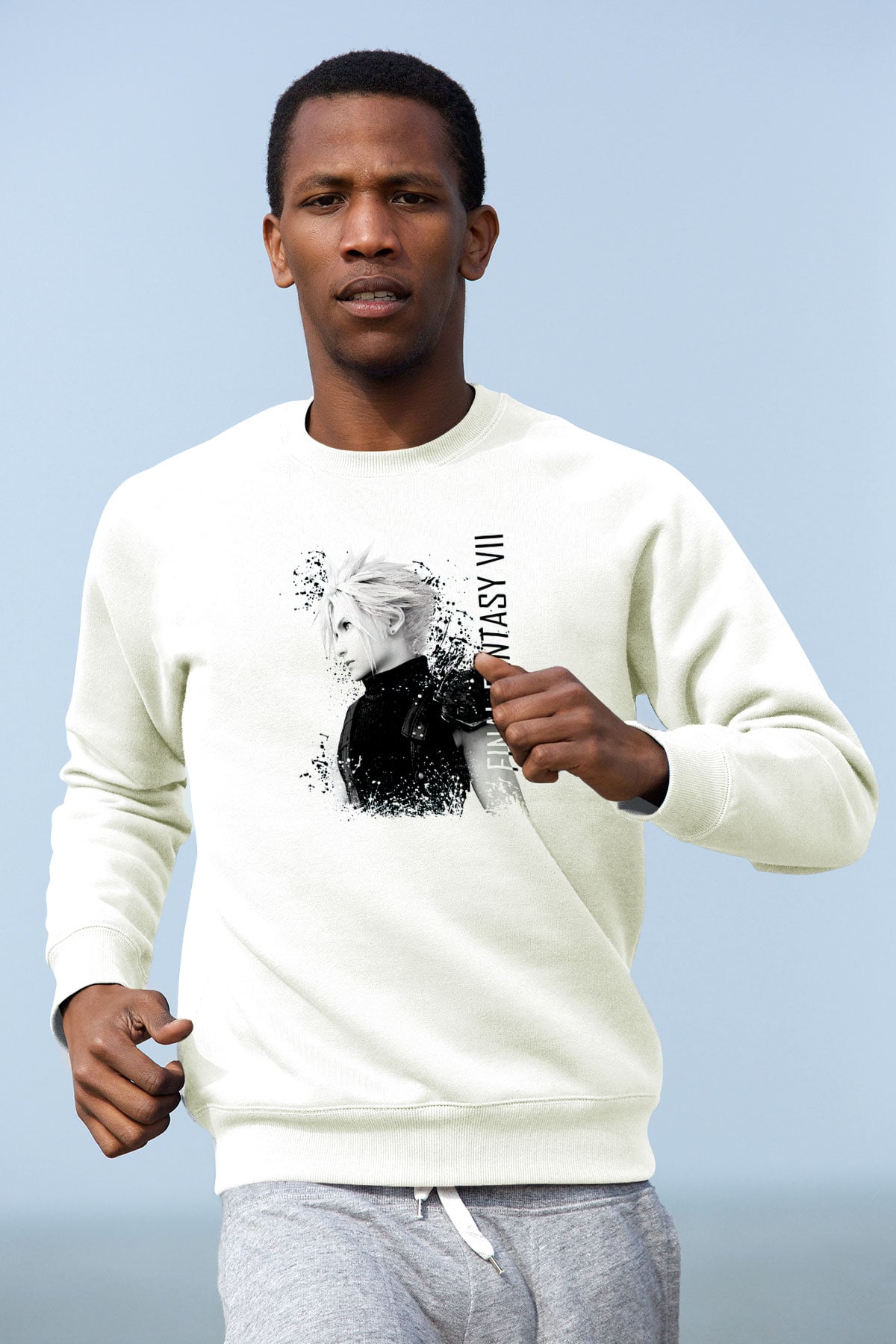 Final Fantasy Beyaz Unisex Sweatshirt