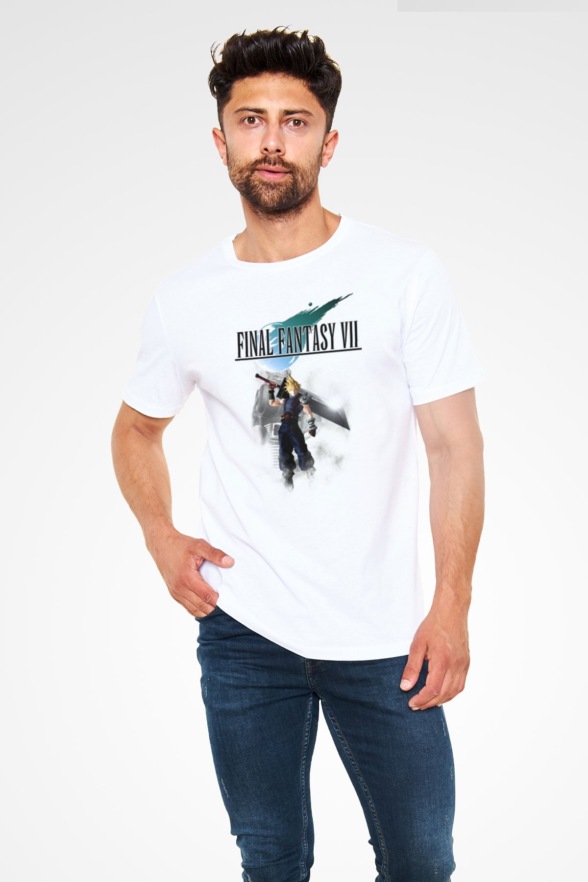 Final Fantasy Beyaz Unisex Tişört T-Shirt