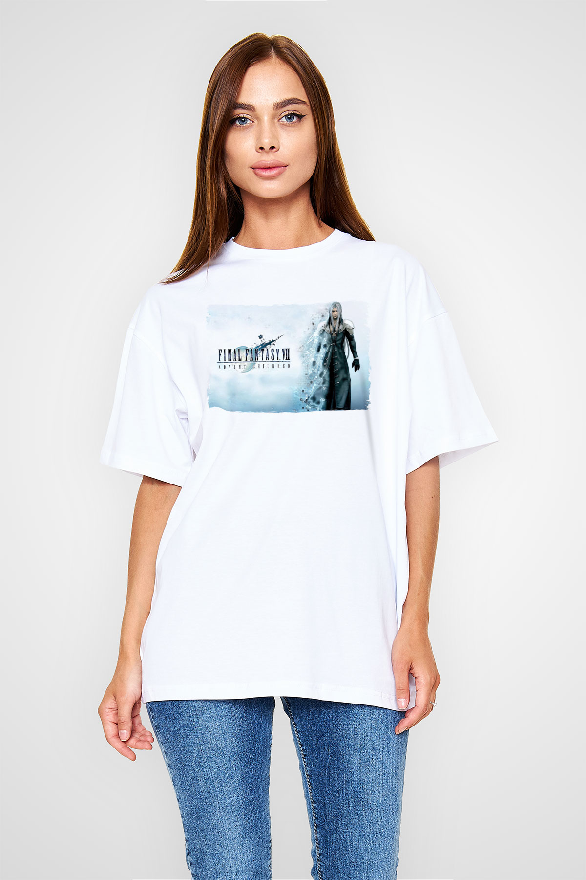 Final Fantasy Beyaz Oversize Tişört Oversize T-shirt
