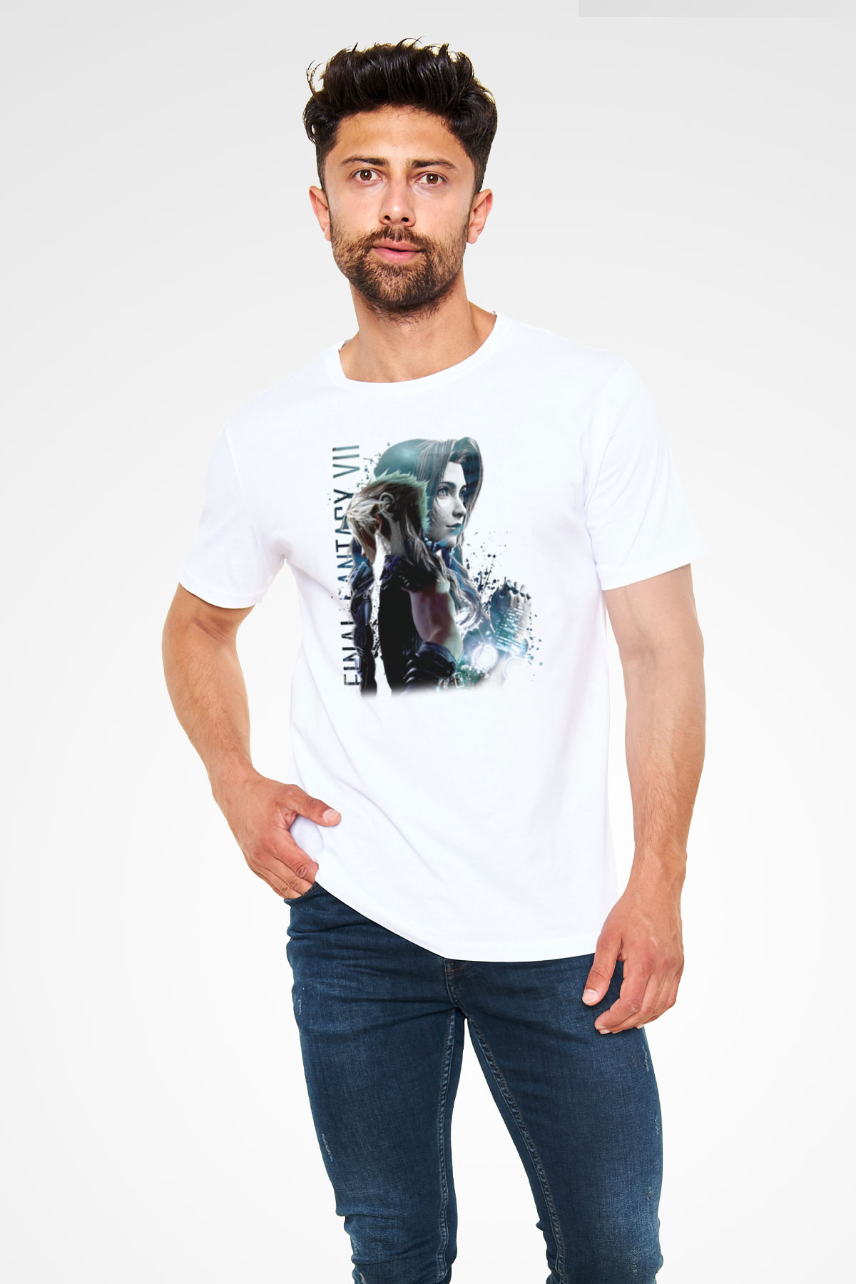 Final Fantasy Beyaz Unisex Tişört T-Shirt
