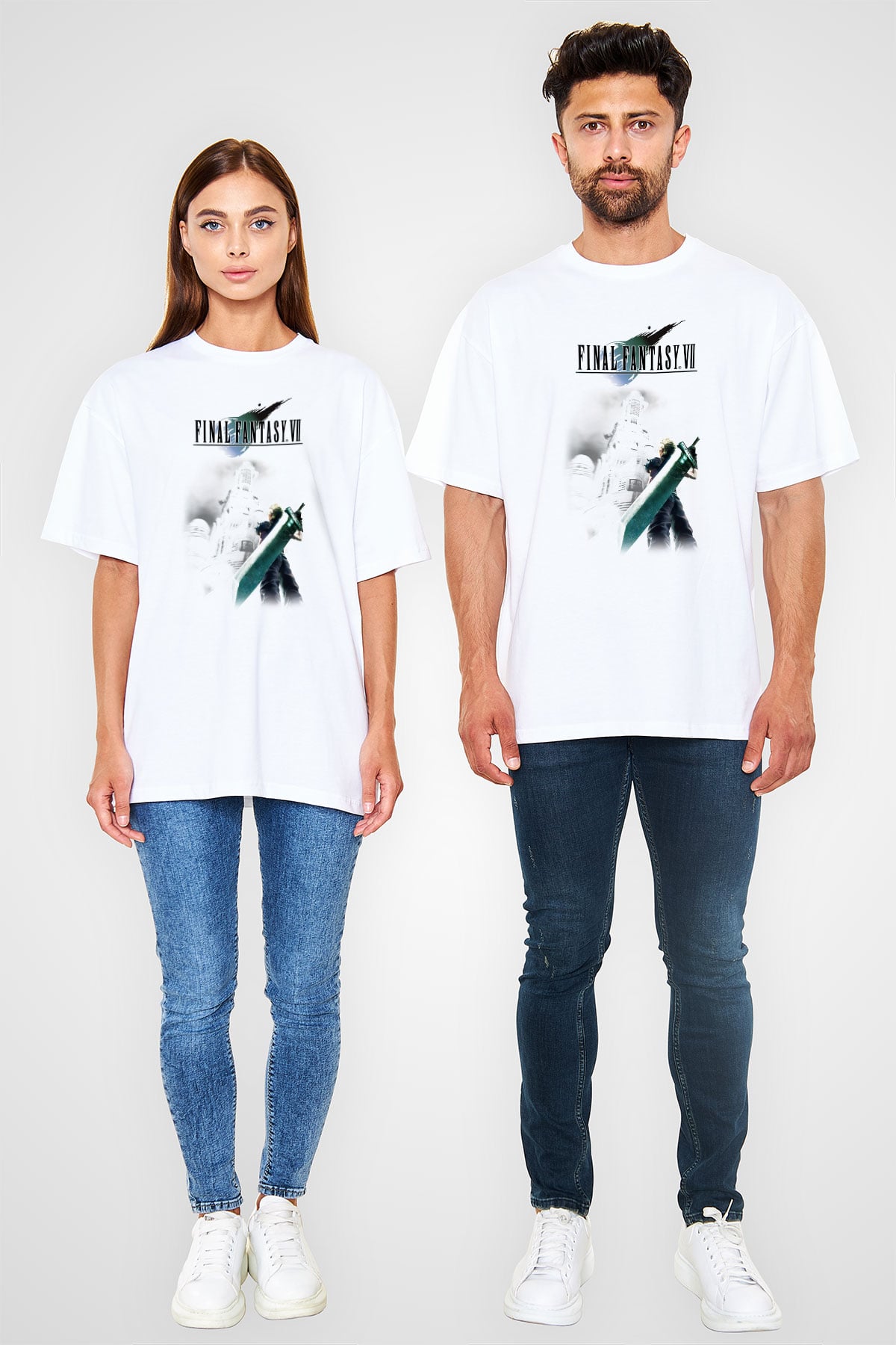 Final Fantasy Beyaz Oversize Tişört Oversize T-shirt