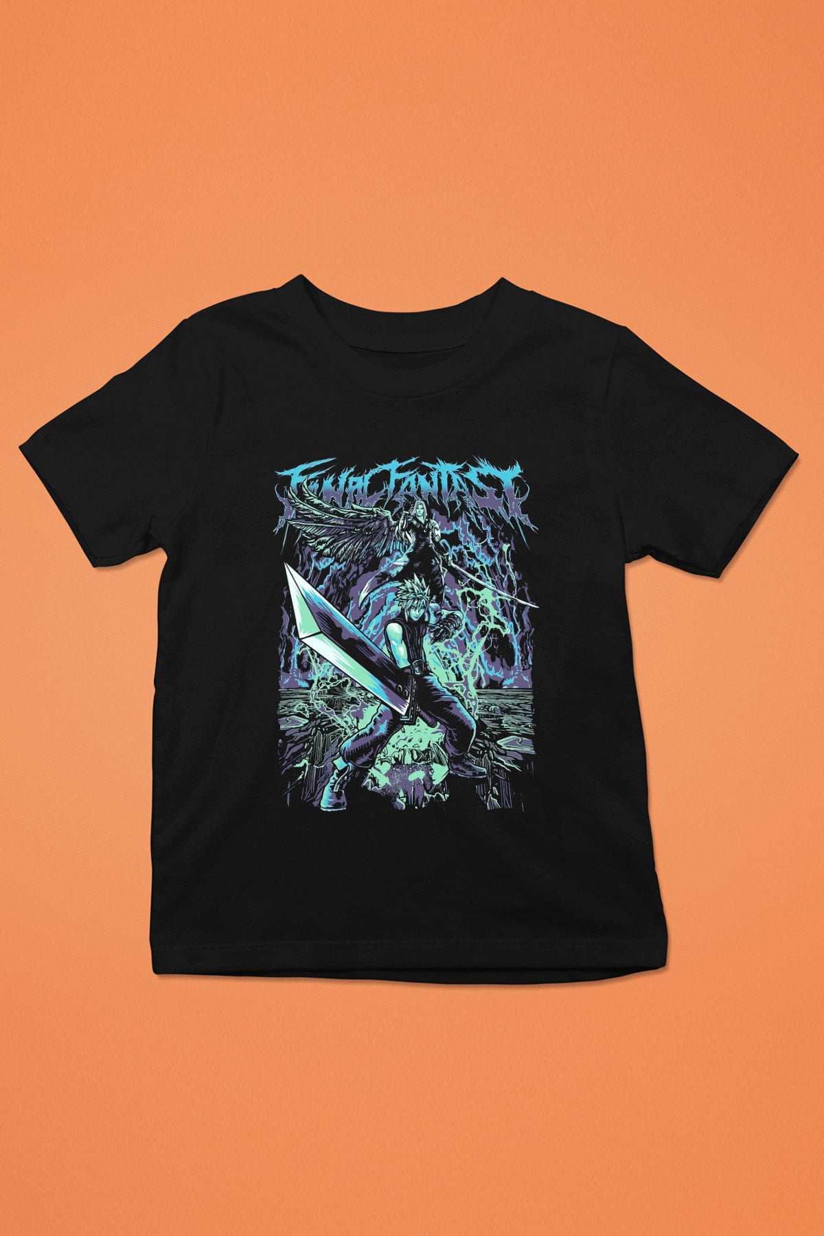 Final Fantasy Siyah Unisex Çocuk Tişört