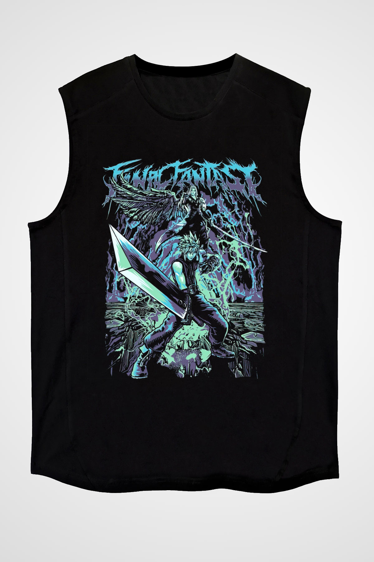 Final Fantasy Siyah Unisex Kolsuz Tişört