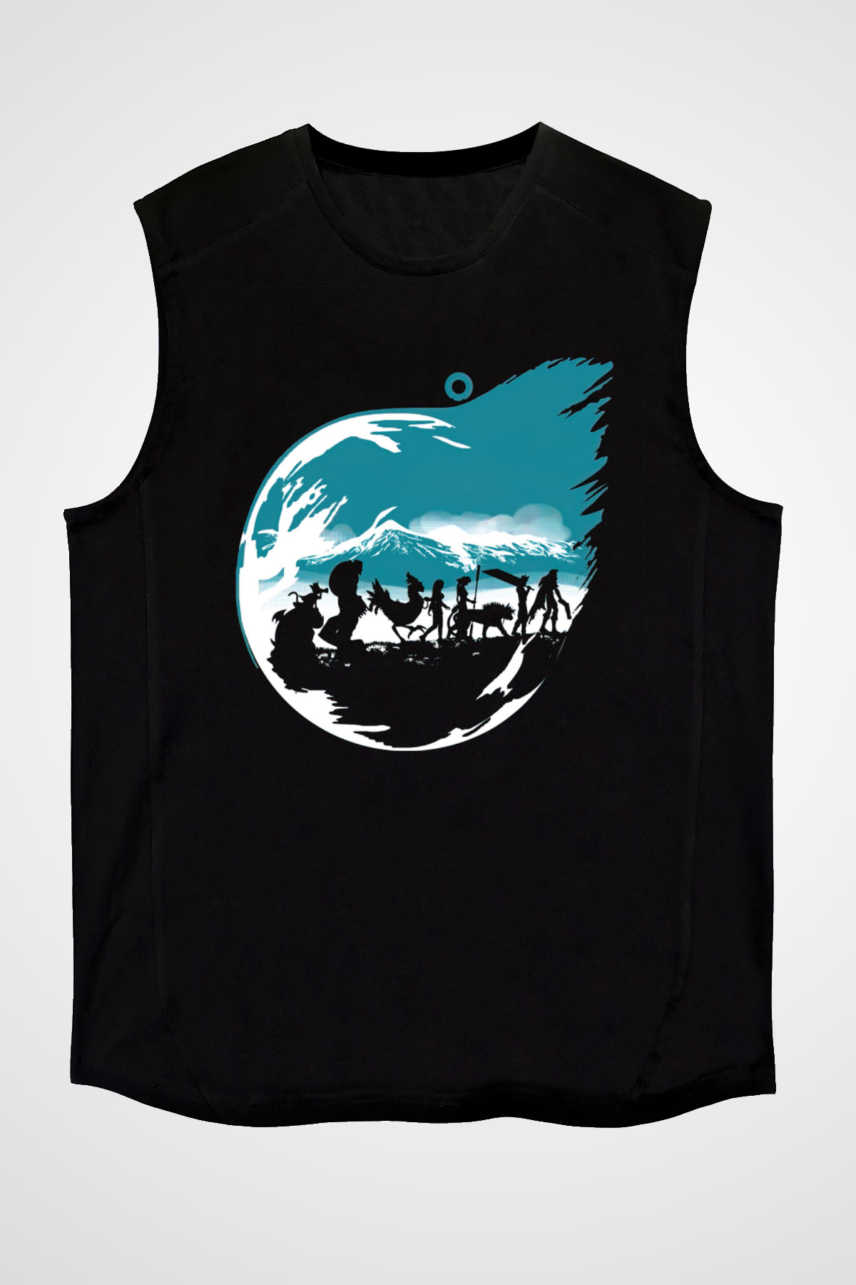 Final Fantasy Siyah Unisex Kolsuz Tişört