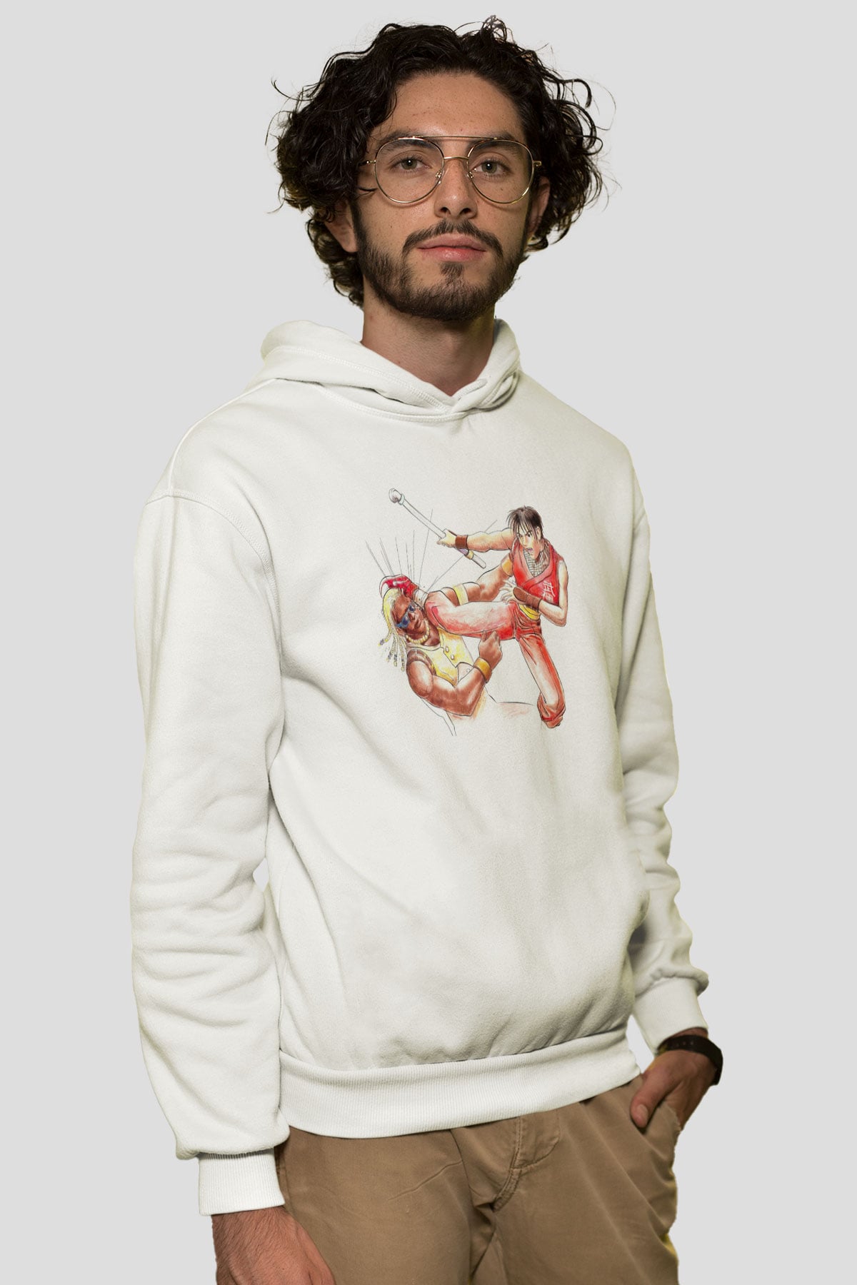 Final Fight Beyaz Unisex Hoodie