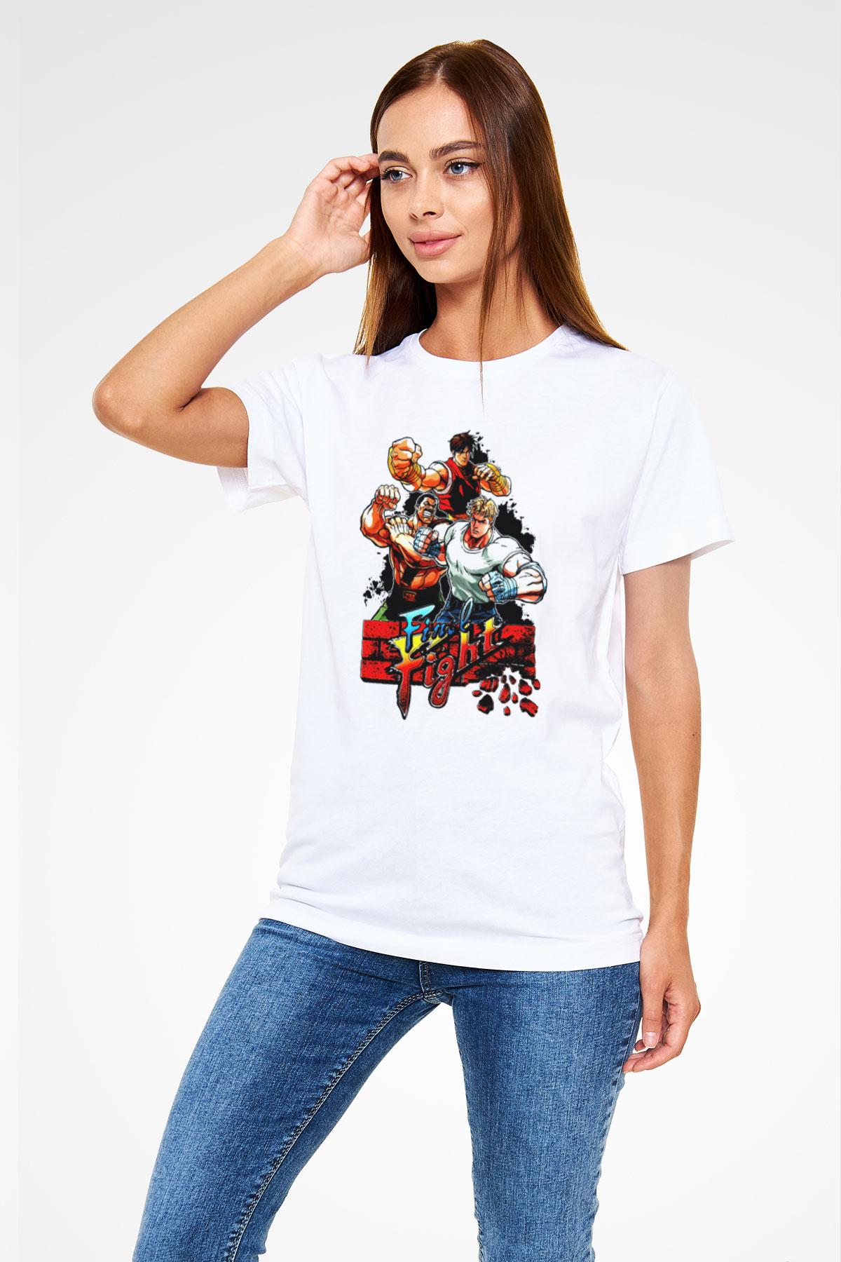 Final Fight Beyaz Unisex Tişört