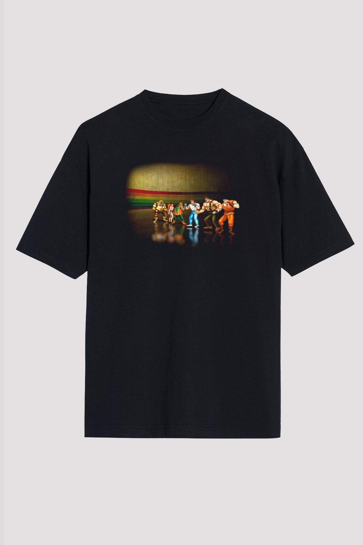 Final Fight Siyah Unisex Oversize Tişört