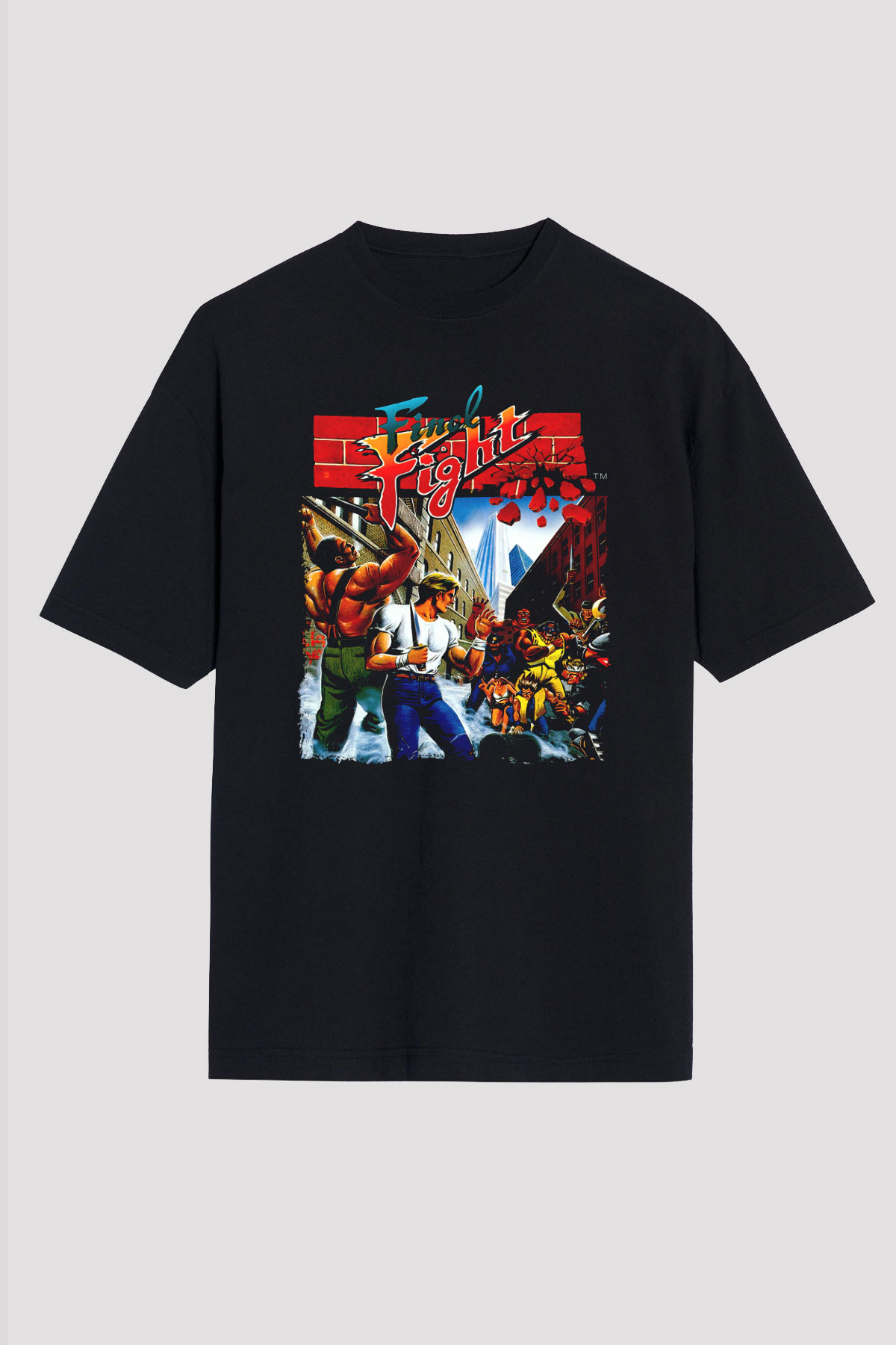 Final Fight Siyah Oversize Tişört