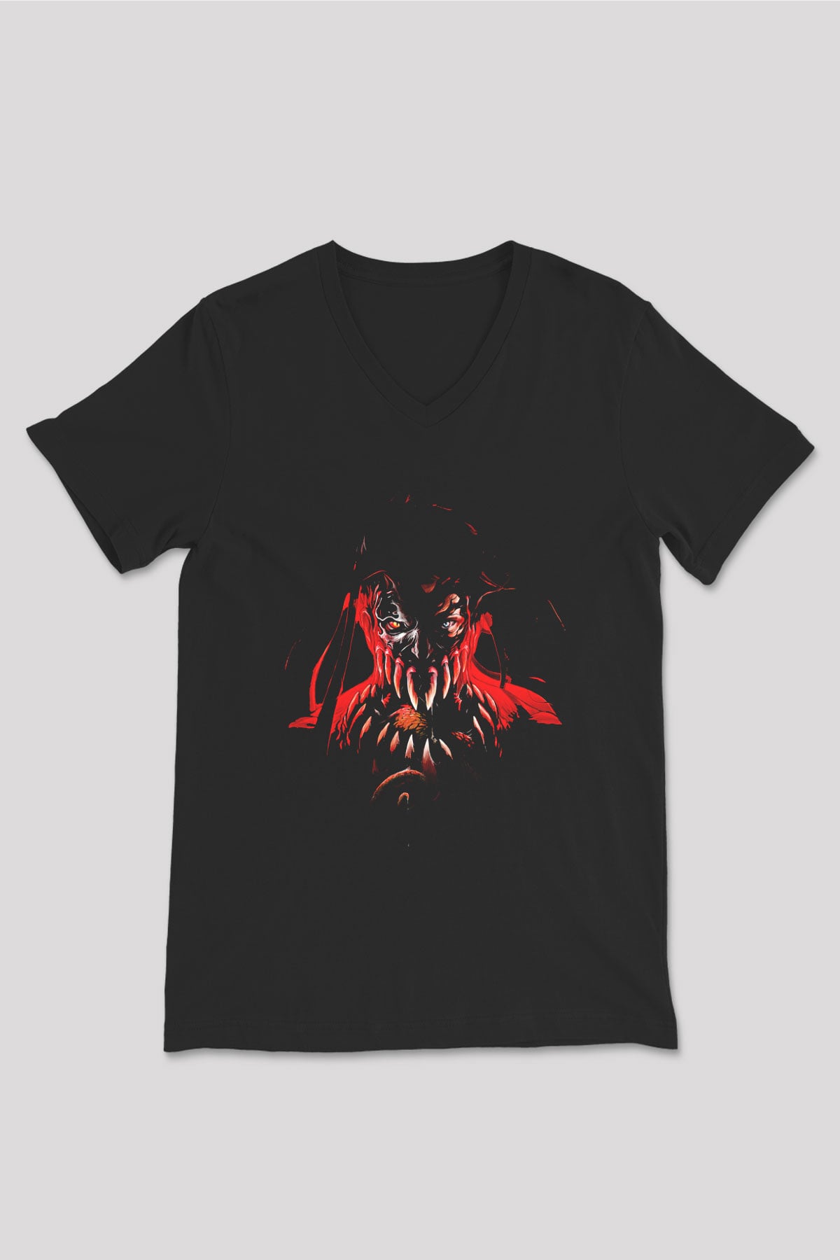 Finn Balor Baskılı Unisex Siyah V Yaka Tişört - Tshirt