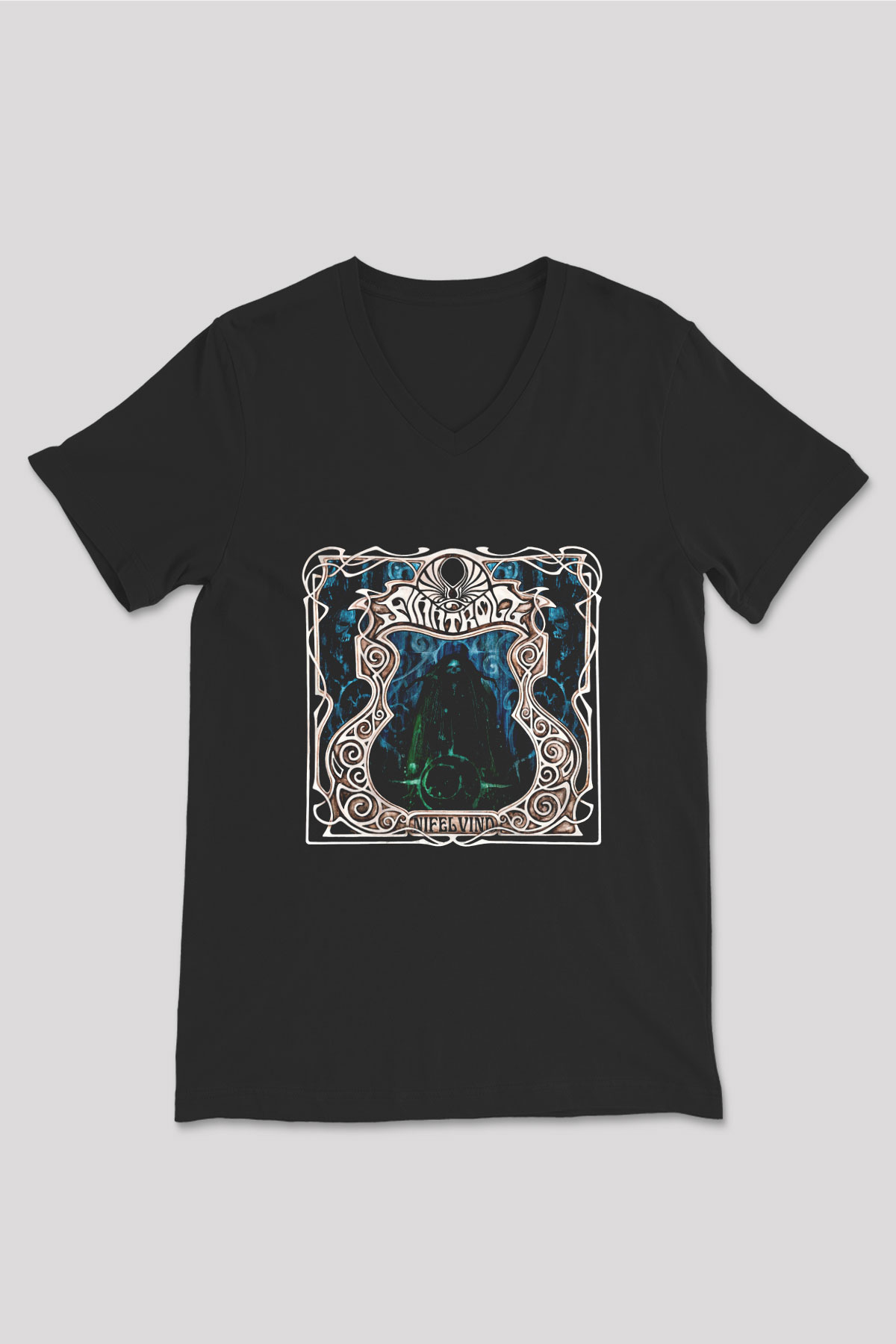 Finntroll Baskılı Unisex Siyah V Yaka Tişört