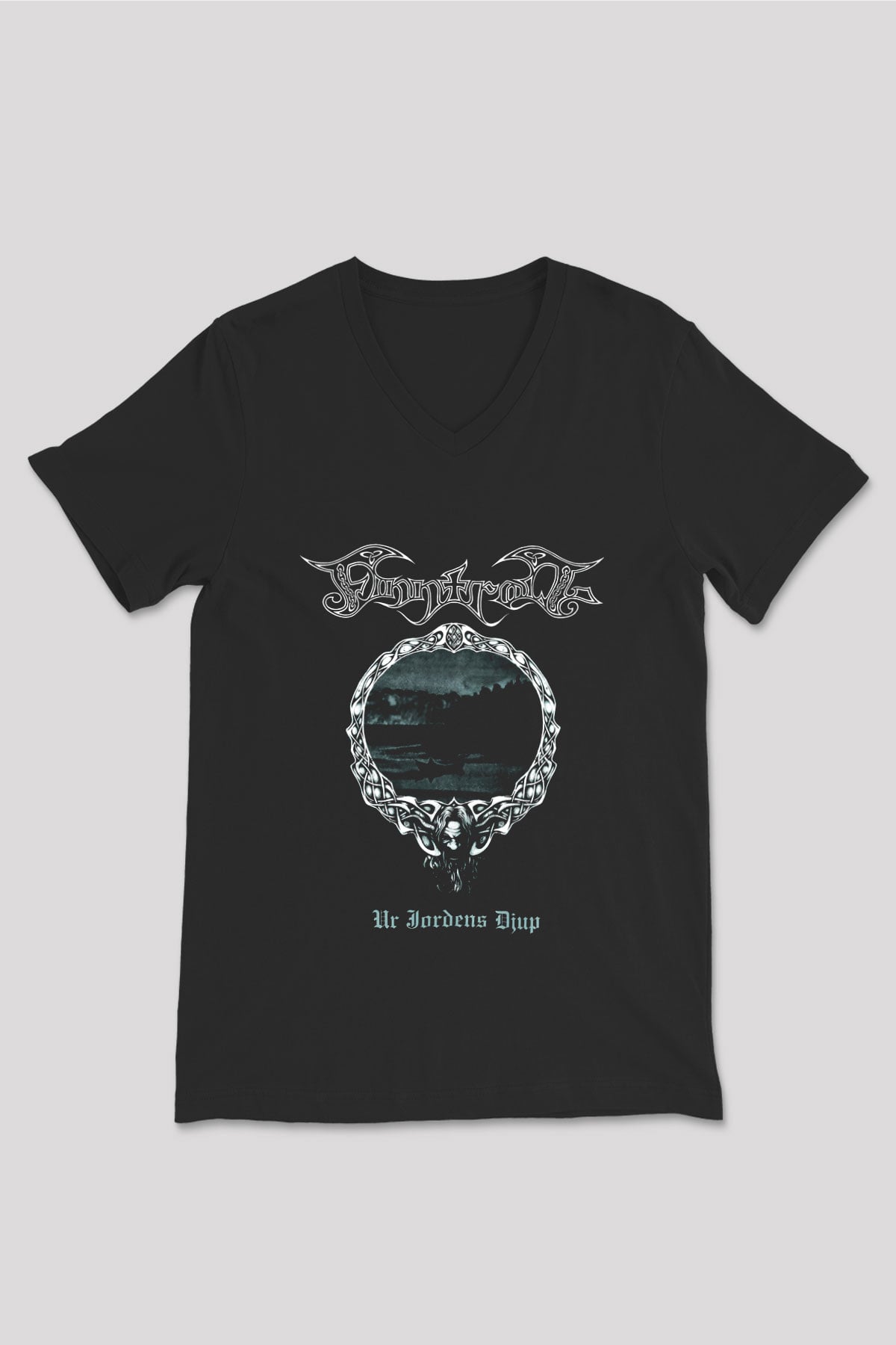 Finntroll Baskılı Unisex Siyah V Yaka Tişört