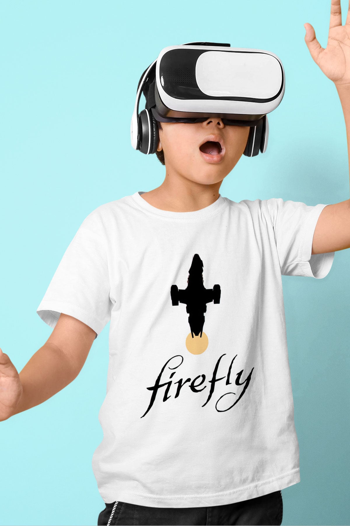 Firefly Baskılı Beyaz Unisex Çocuk Tişört