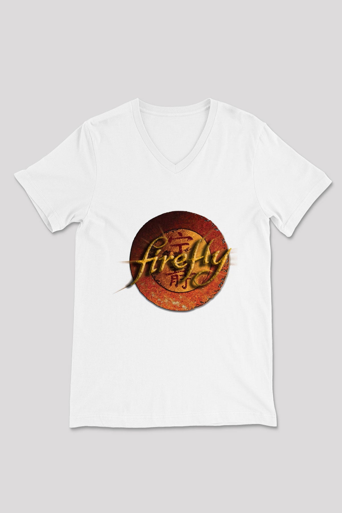 Firefly Beyaz Unisex V Yaka Tişört T-Shirt
