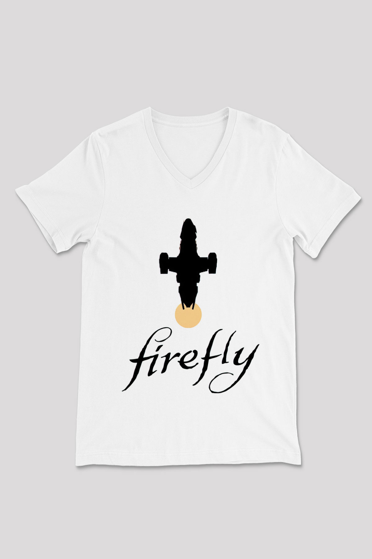 Firefly Beyaz Unisex V Yaka Tişört T-Shirt