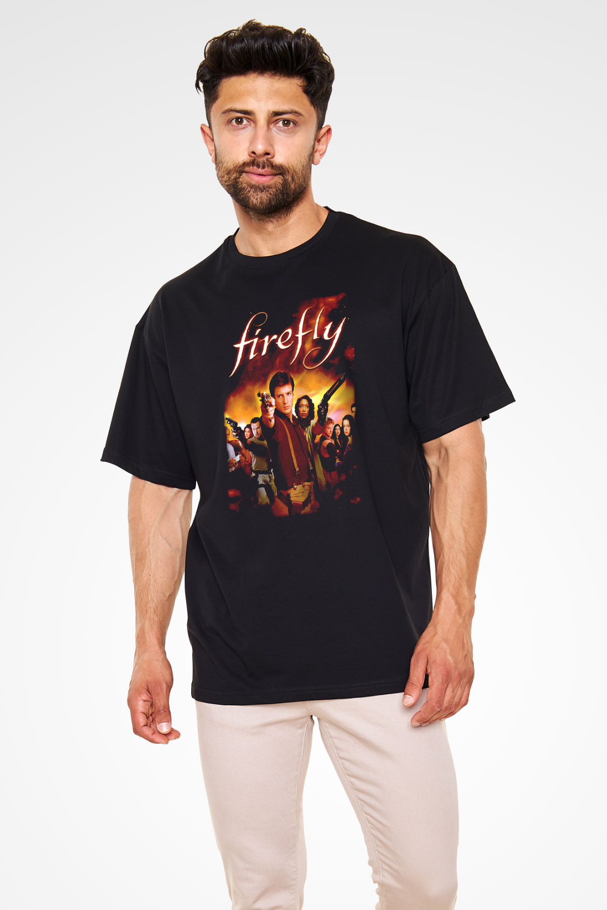 Firefly Siyah Oversize Tişört Oversize T-shirt