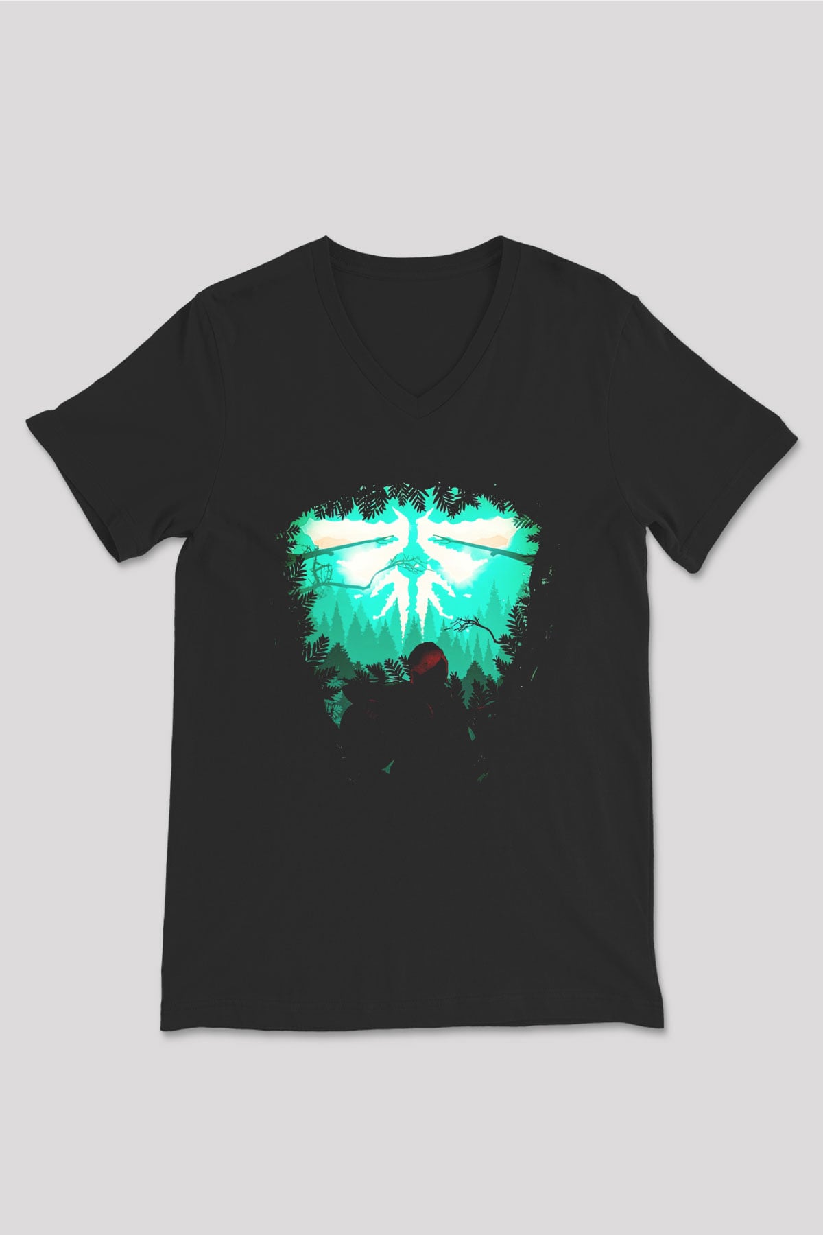 Firefly Siyah Unisex V Yaka Tişört