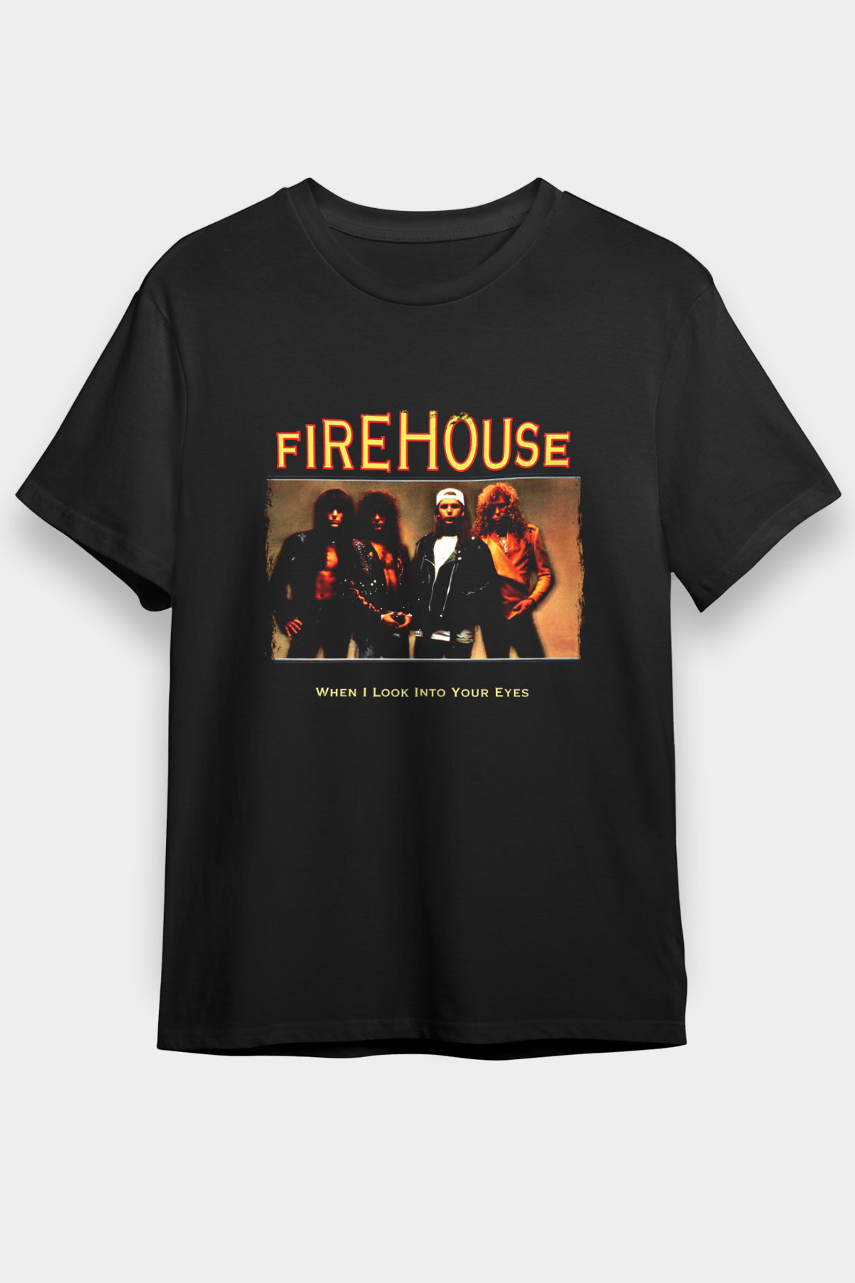 FireHouse Baskılı Unisex Siyah Tişört