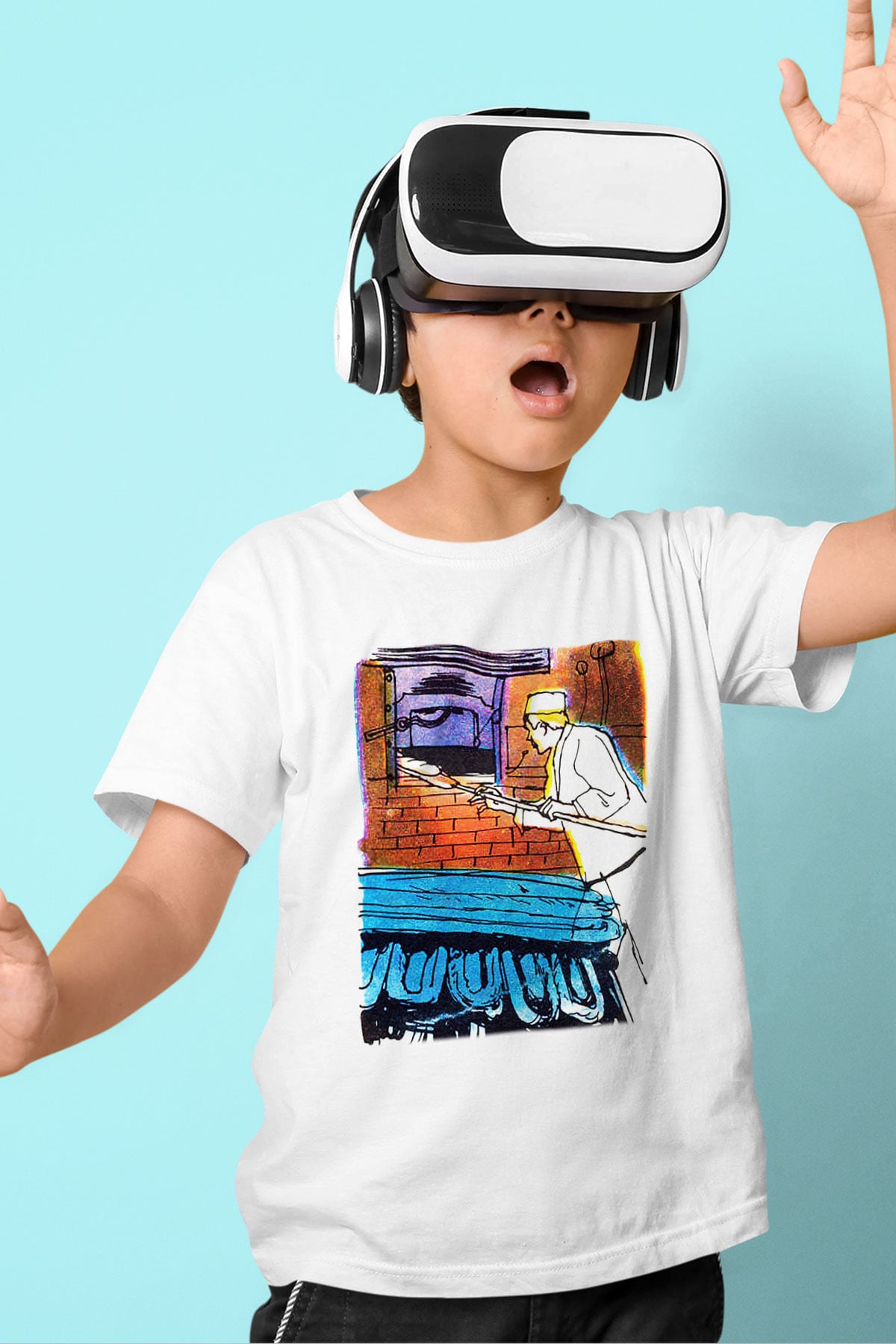 Fırıncı Baskılı Beyaz Unisex Çocuk Tişört