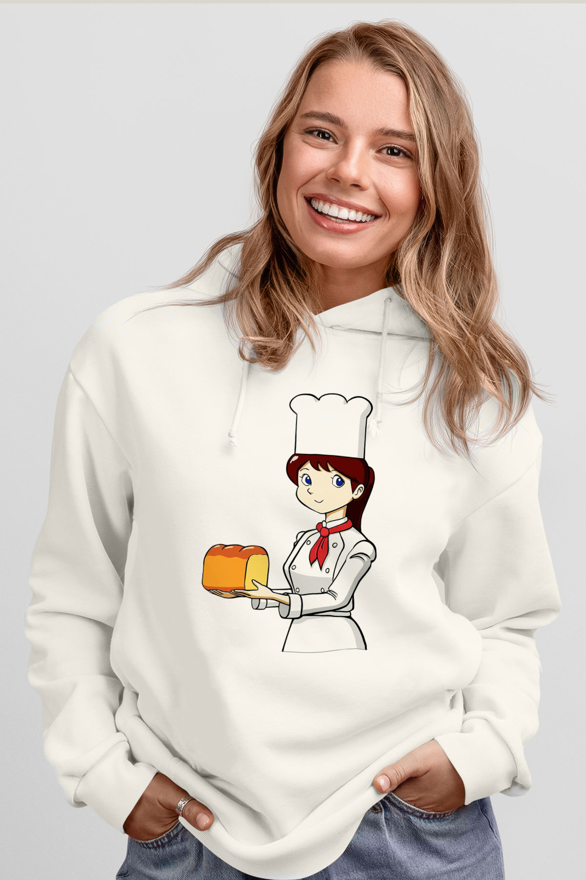 Fırıncı Beyaz Unisex Hoodie