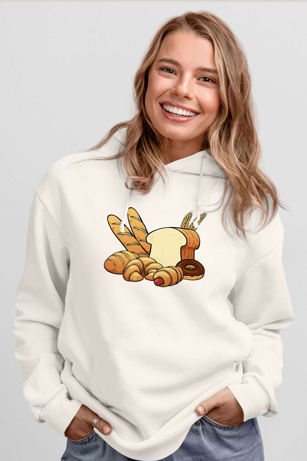 Fırıncı Beyaz Unisex Hoodie