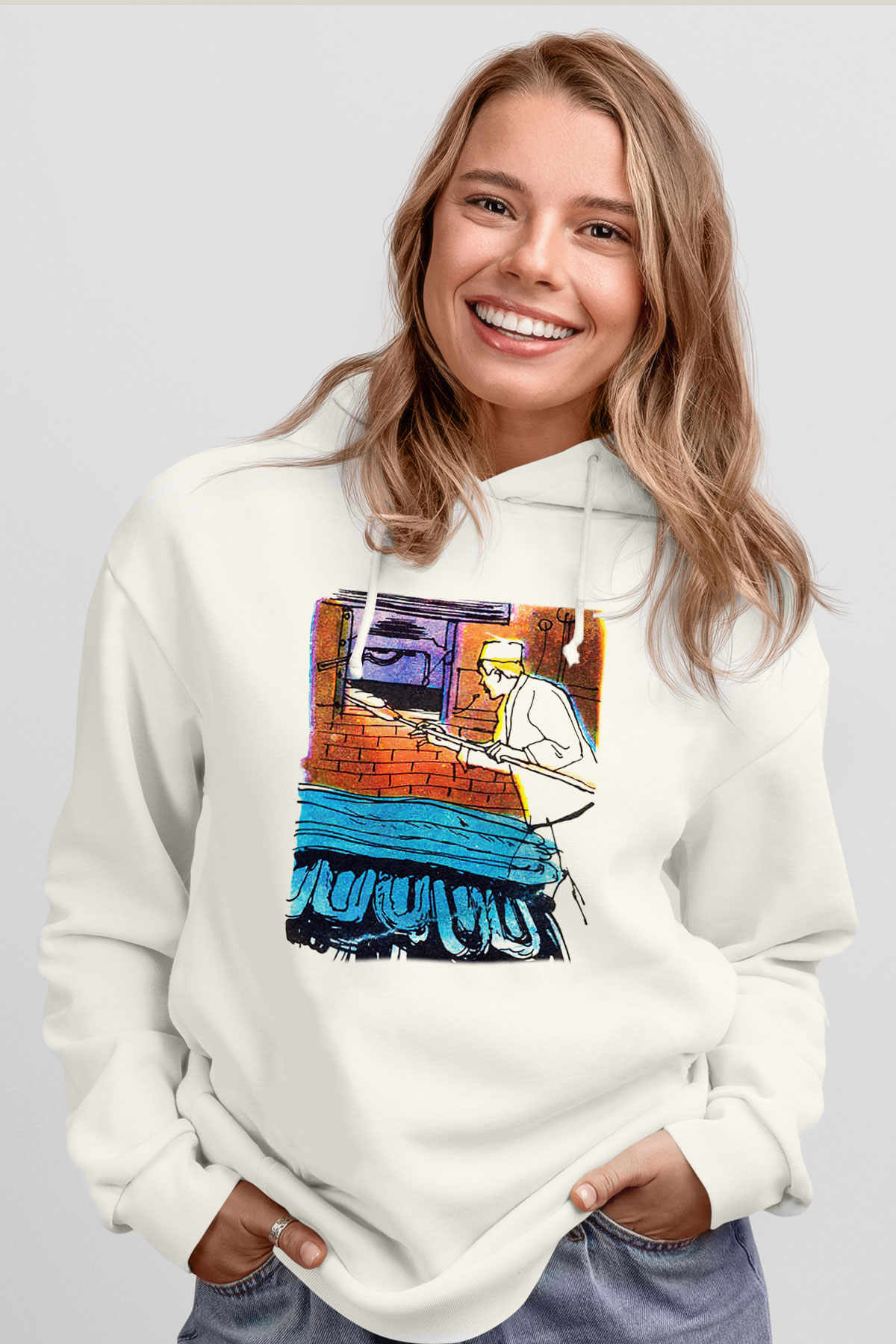 Fırıncı Beyaz Unisex Hoodie