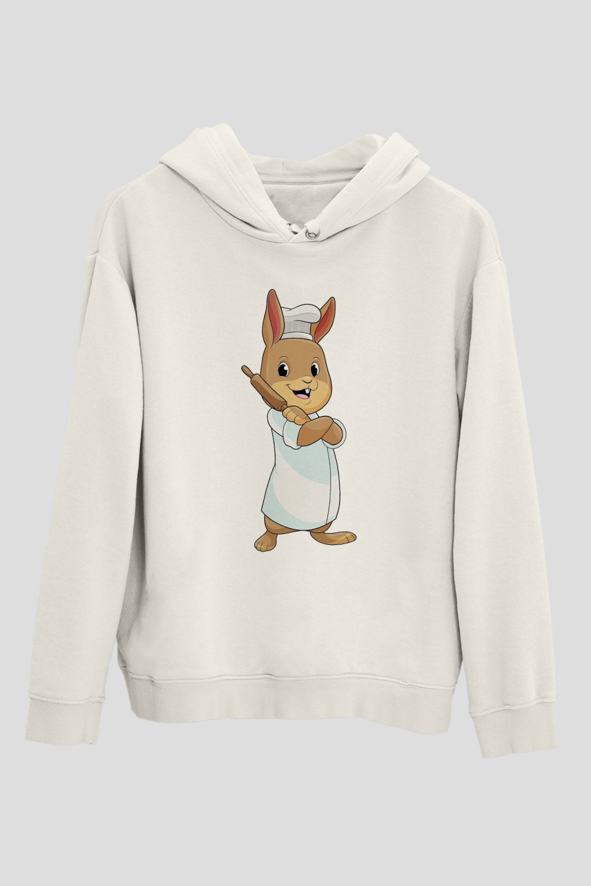 Fırıncı Beyaz Unisex Kapüşonlu Sweatshirt