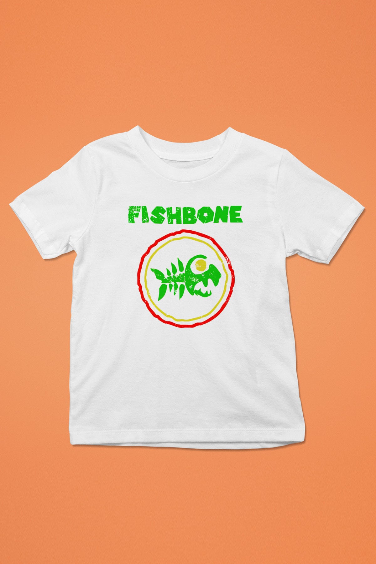 Fishbone Baskılı Beyaz Unisex Çocuk Tişört